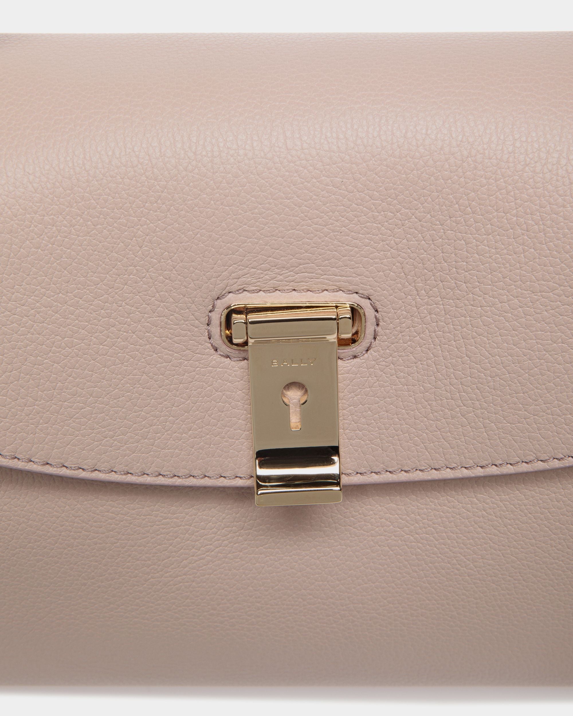 Lock Me Small Top Handle Bag In Light Beige Grained Leather - Women's - Bally - 05