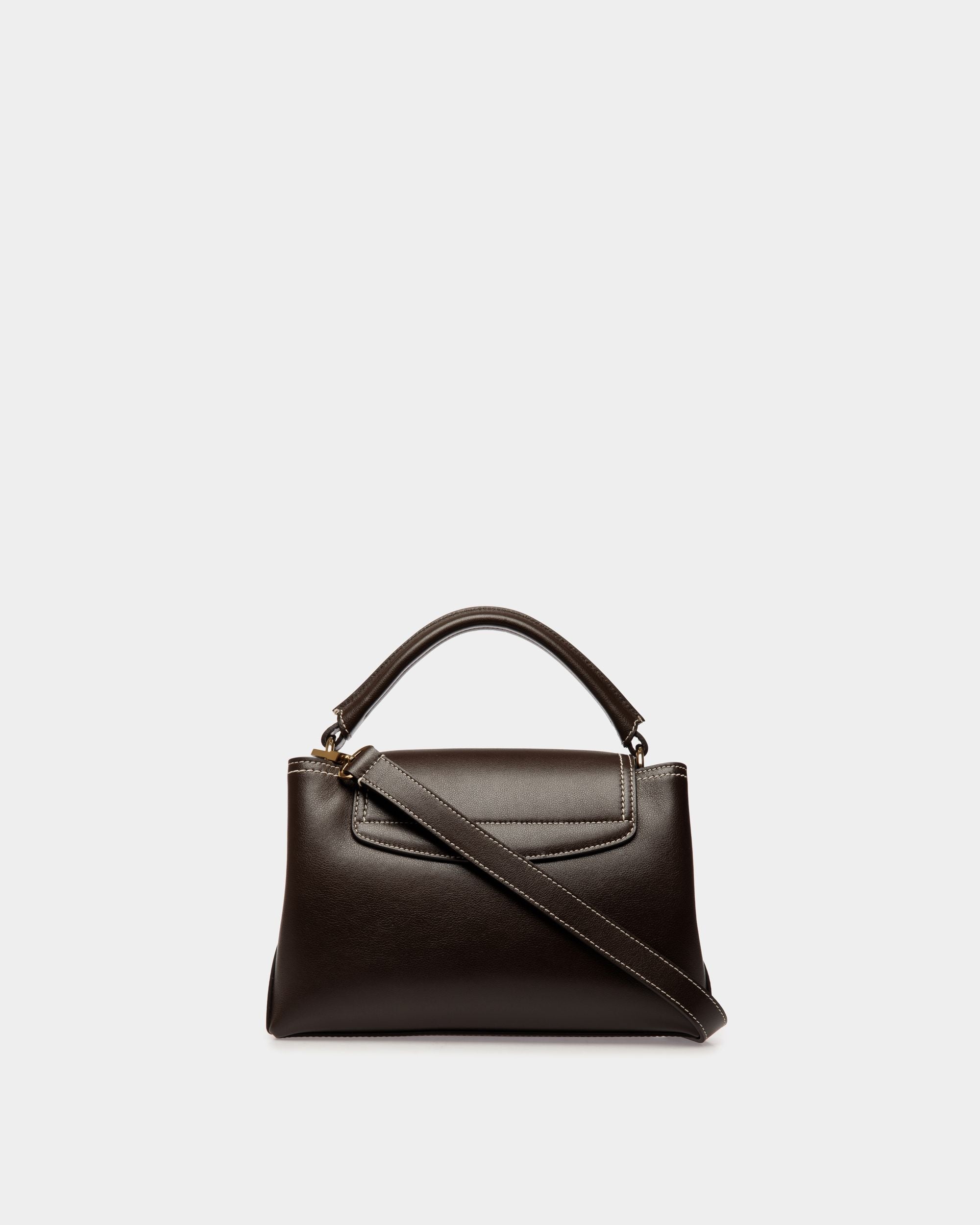 Lock Me Small Top Handle Bag in Ebano Leather - Women's - Bally - 02