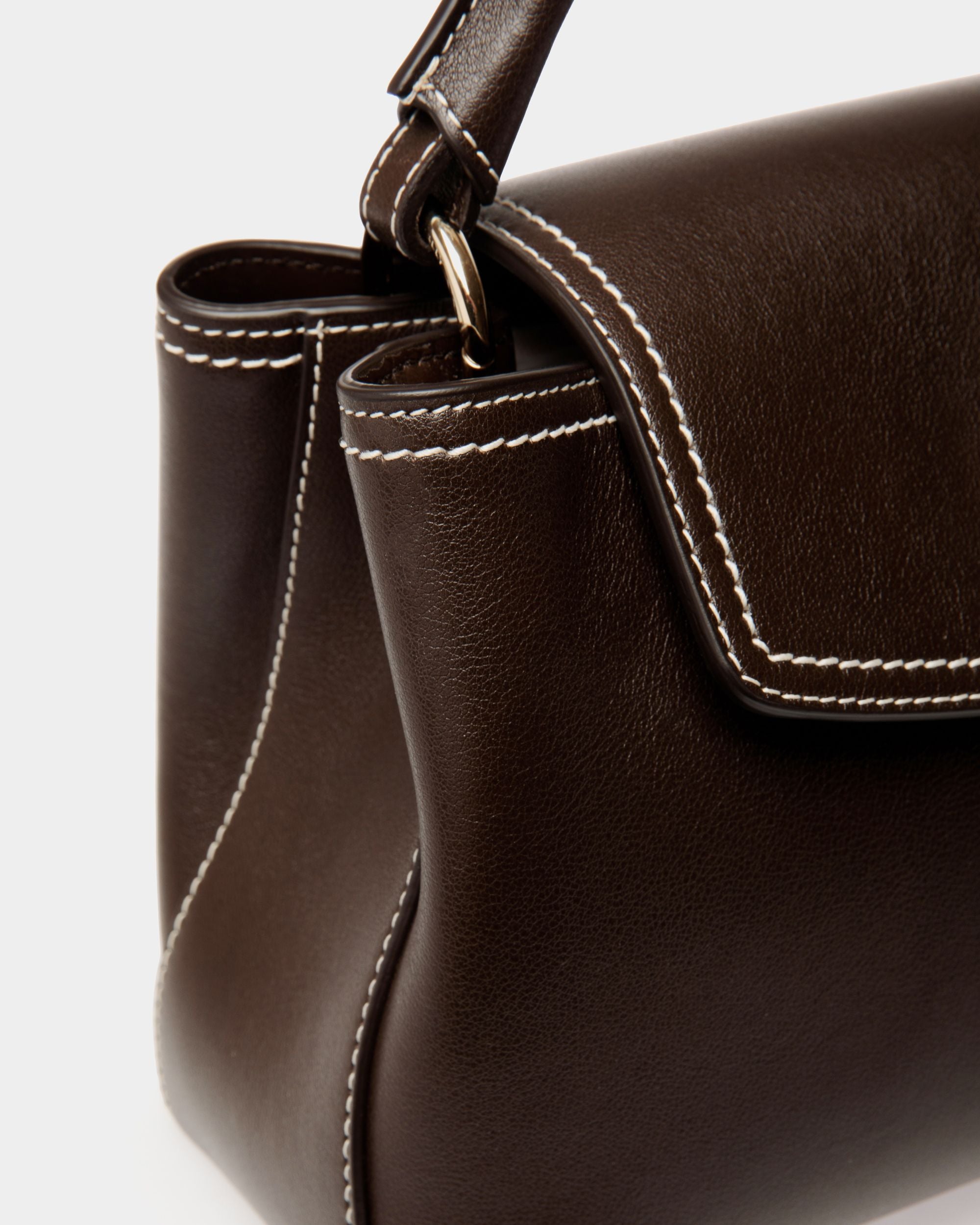 Lock Me Small Top Handle Bag in Ebano Leather - Women's - Bally - 08
