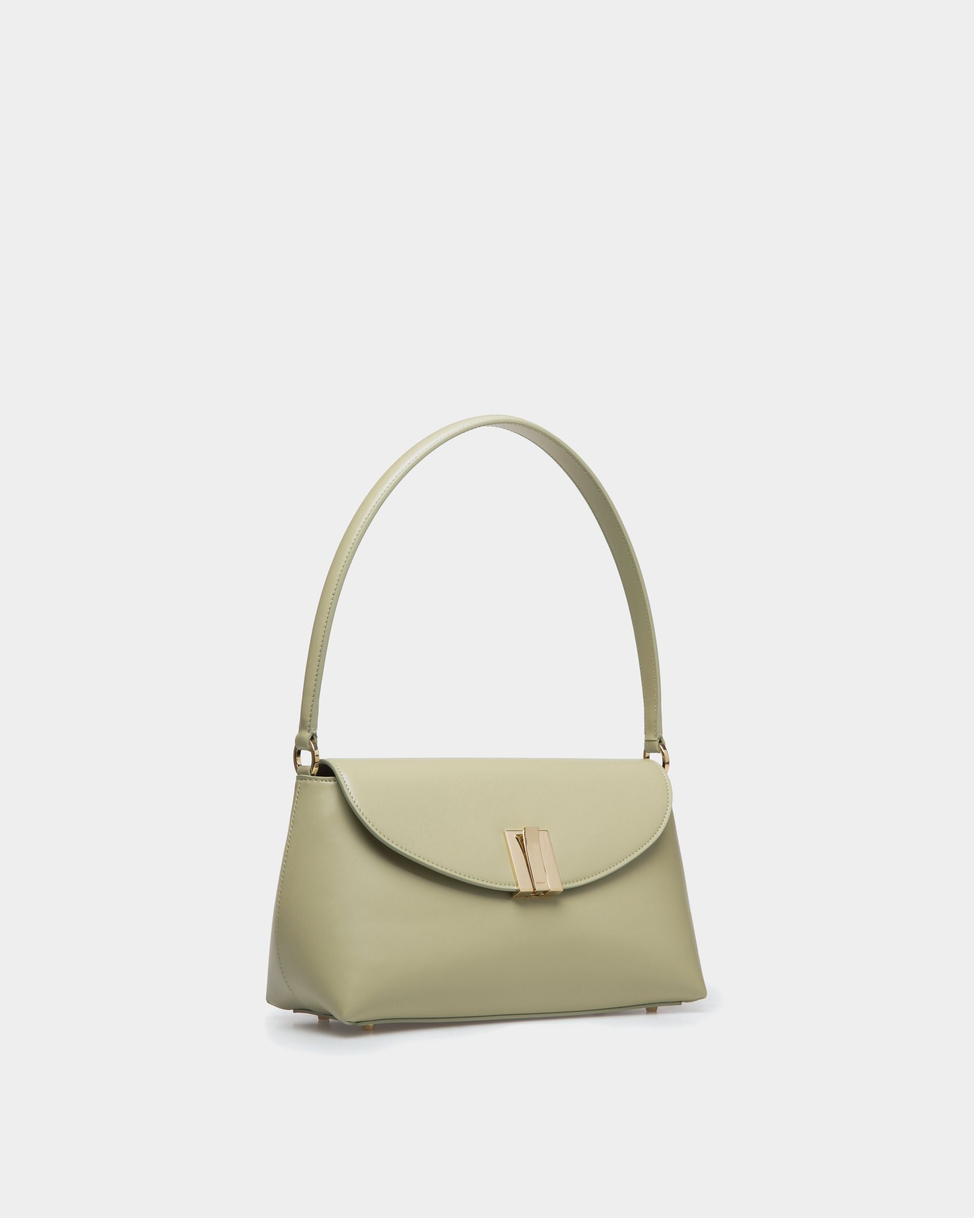 Ollam Small Top Handle Bag In Light Green Leather - Women's - Bally - 03