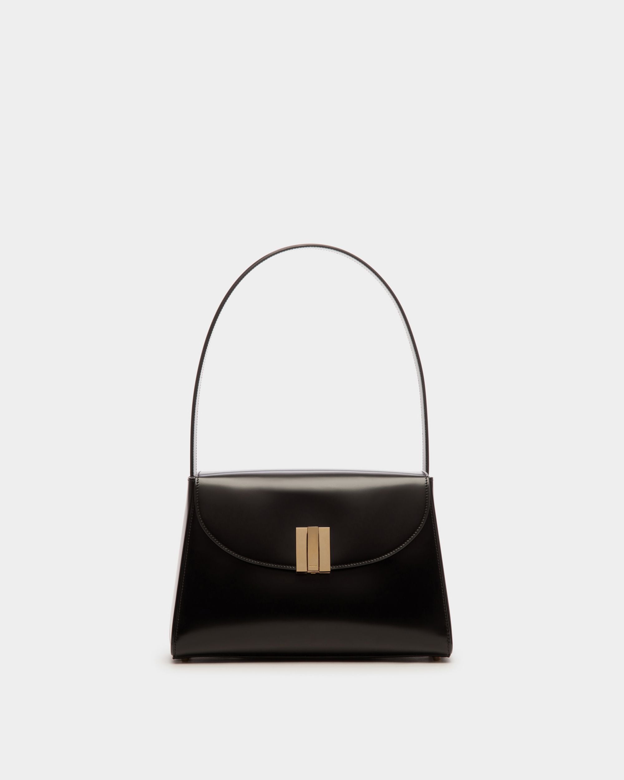 Ollam Shoulder Bag in Black Brushed Leather - Women's - Bally - 01