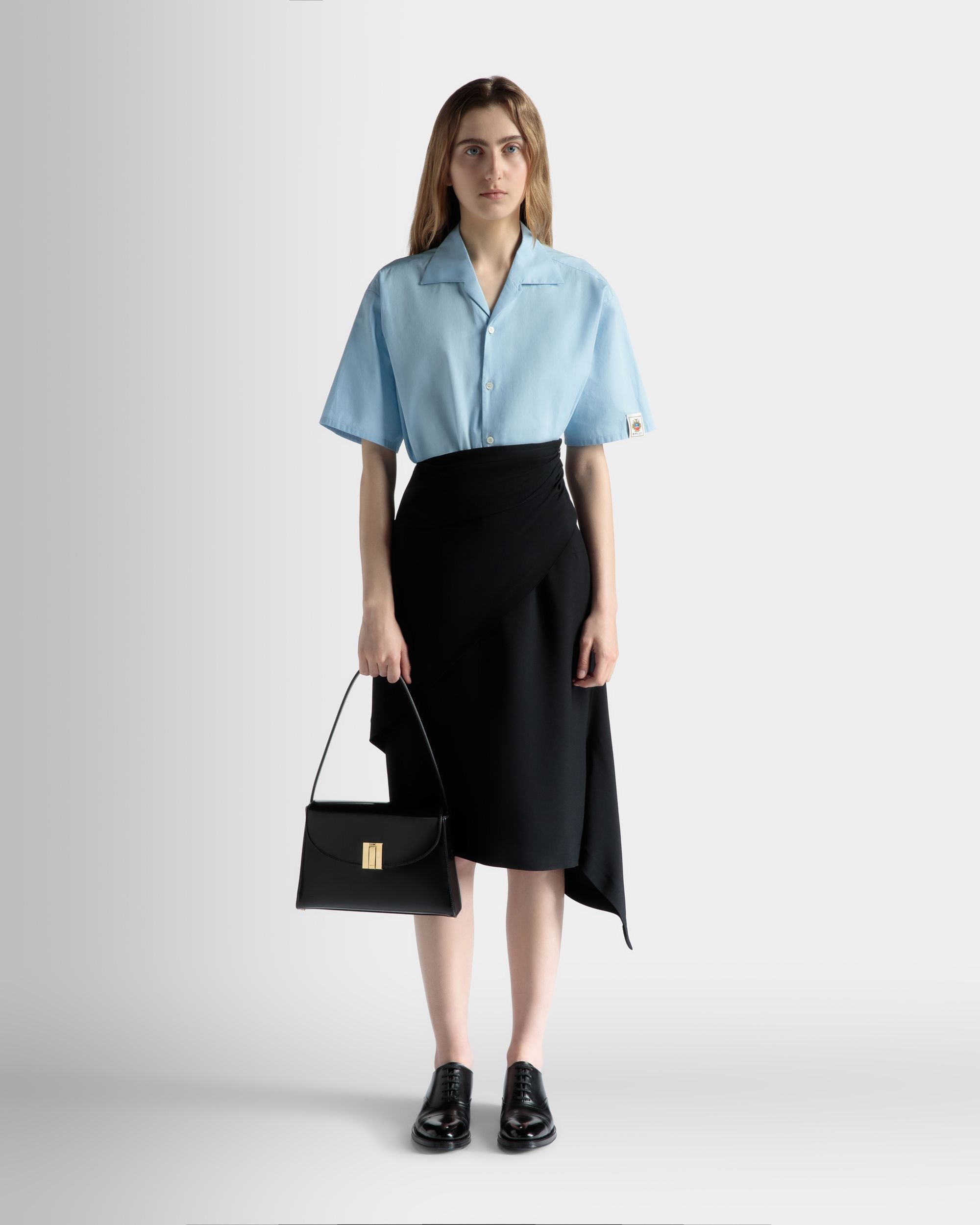 Ollam Shoulder Bag in Black Brushed Leather - Women's - Bally - 02
