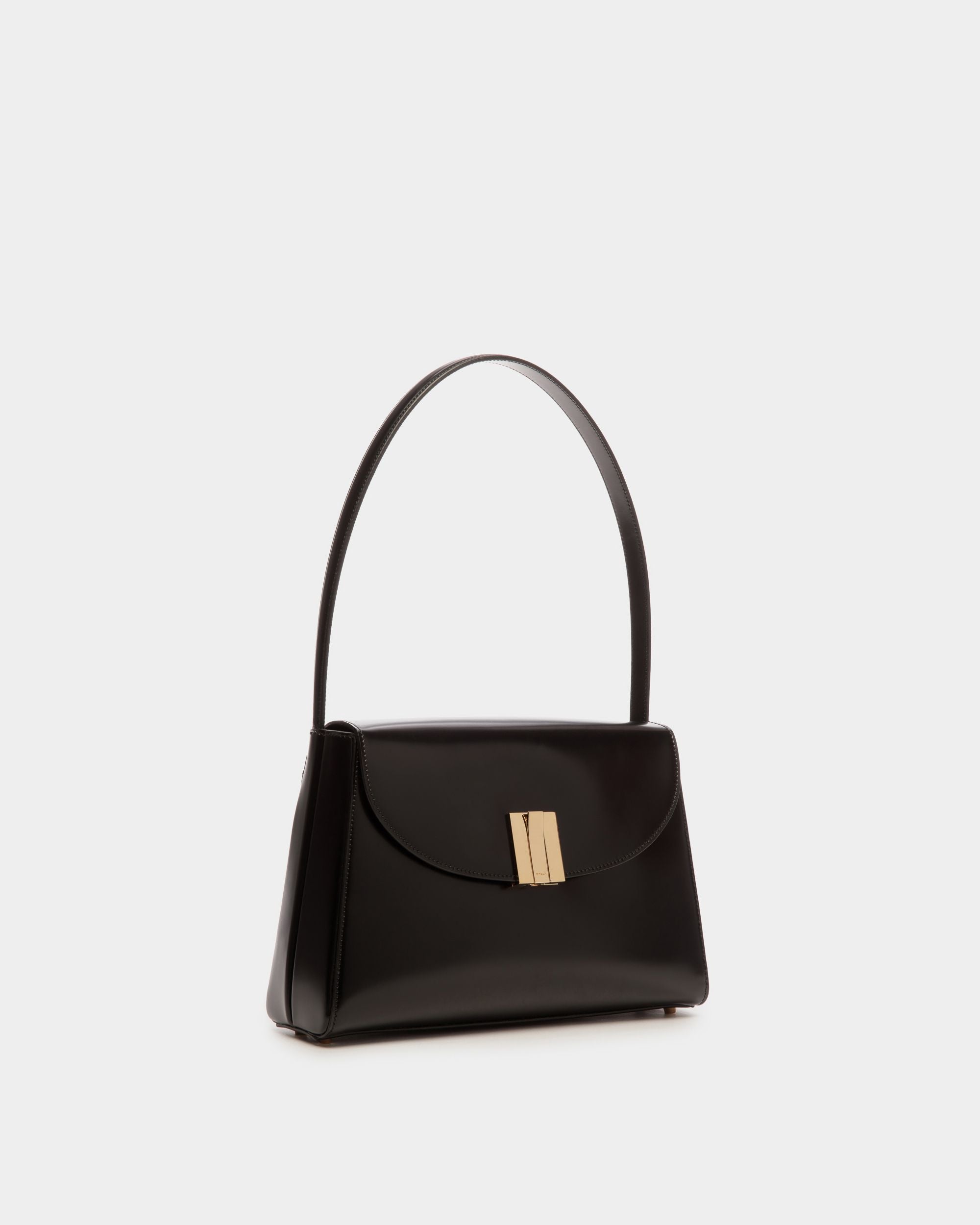 Ollam Shoulder Bag in Black Brushed Leather - Women's - Bally - 04