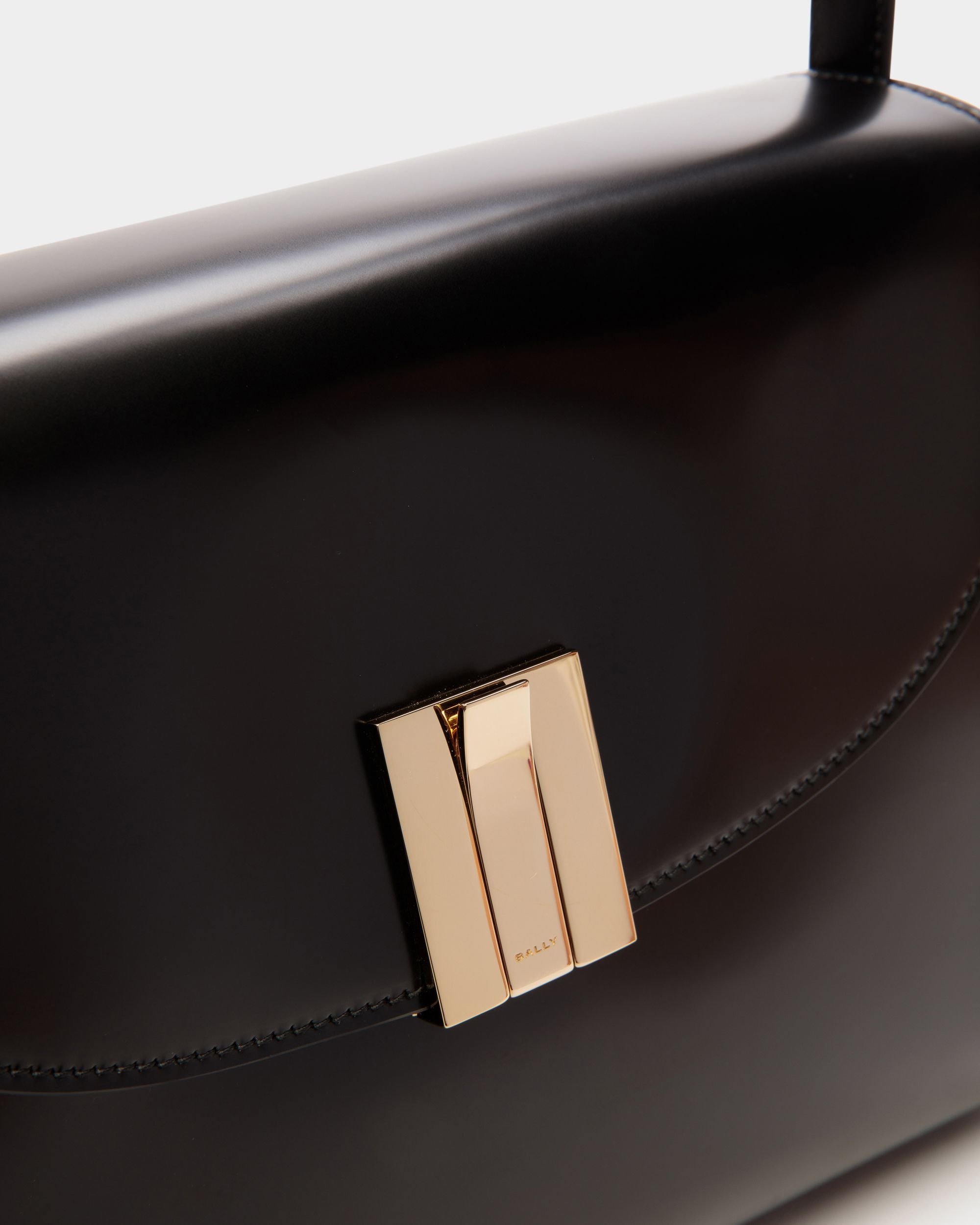 Ollam Shoulder Bag in Black Brushed Leather - Women's - Bally - 06