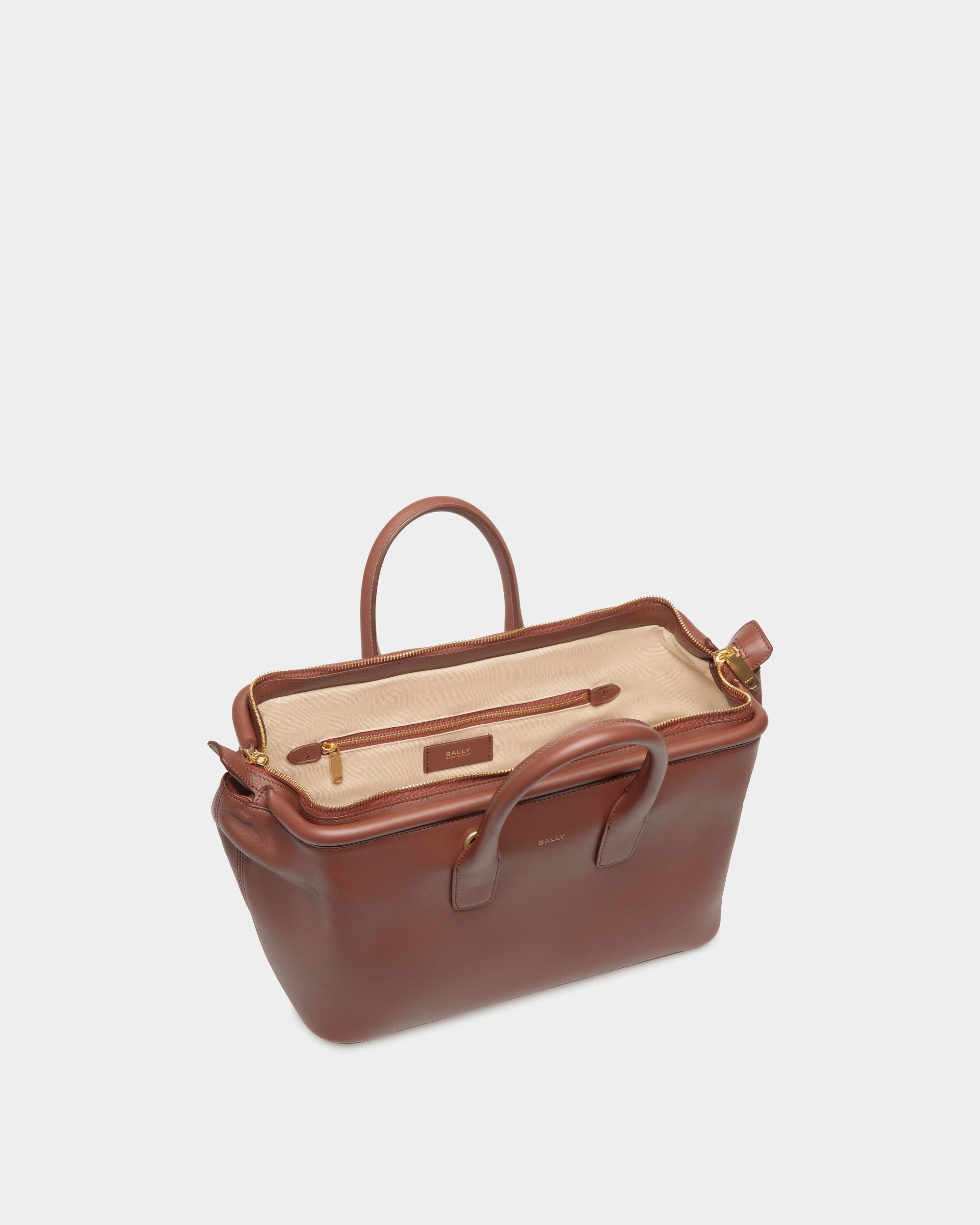Belle Small Top Handle Bag In Brown Leather - Women's - Bally - 05