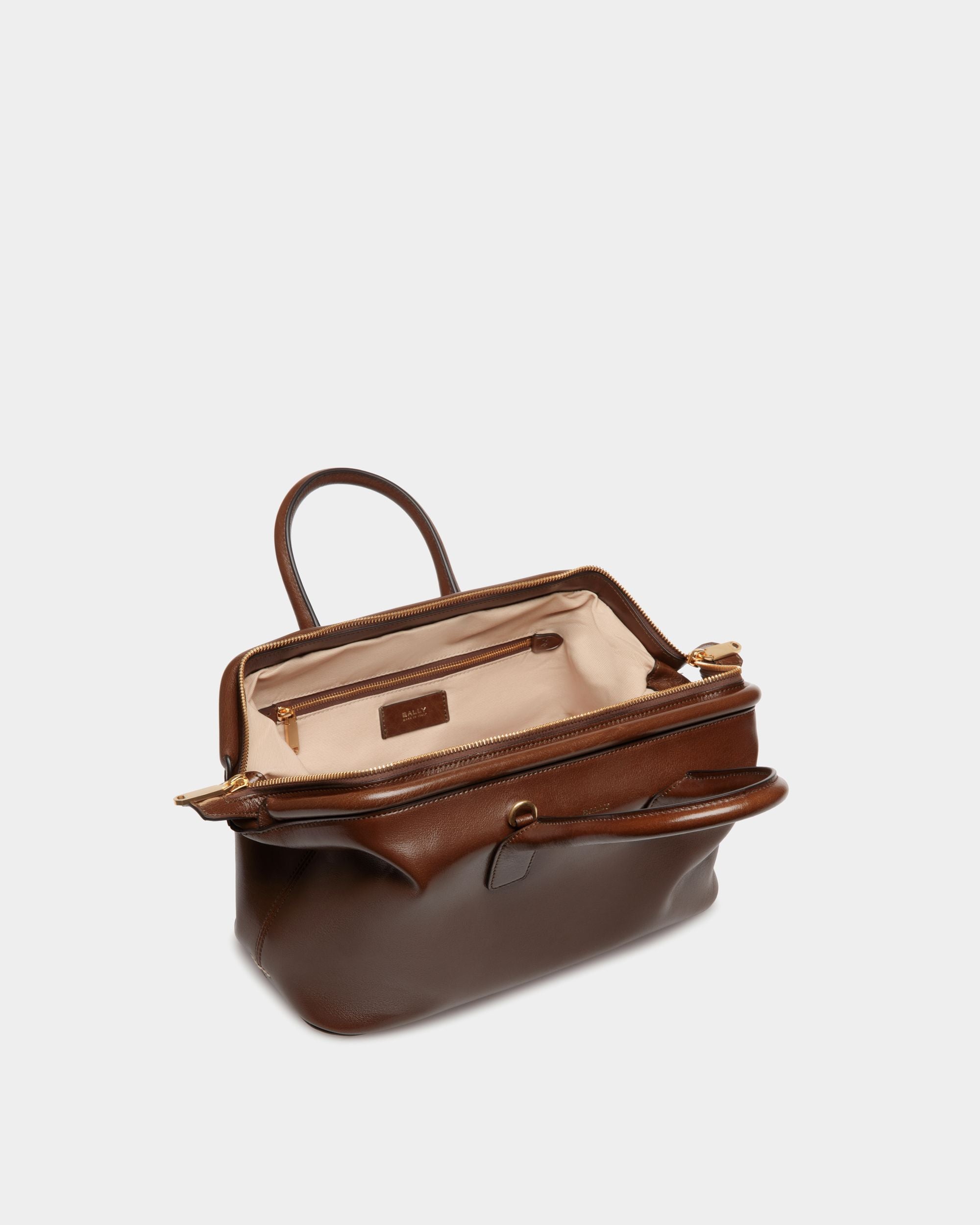 Belle Small Top Handle Bag In Marron Glacé Leather - Women's - Bally - 05