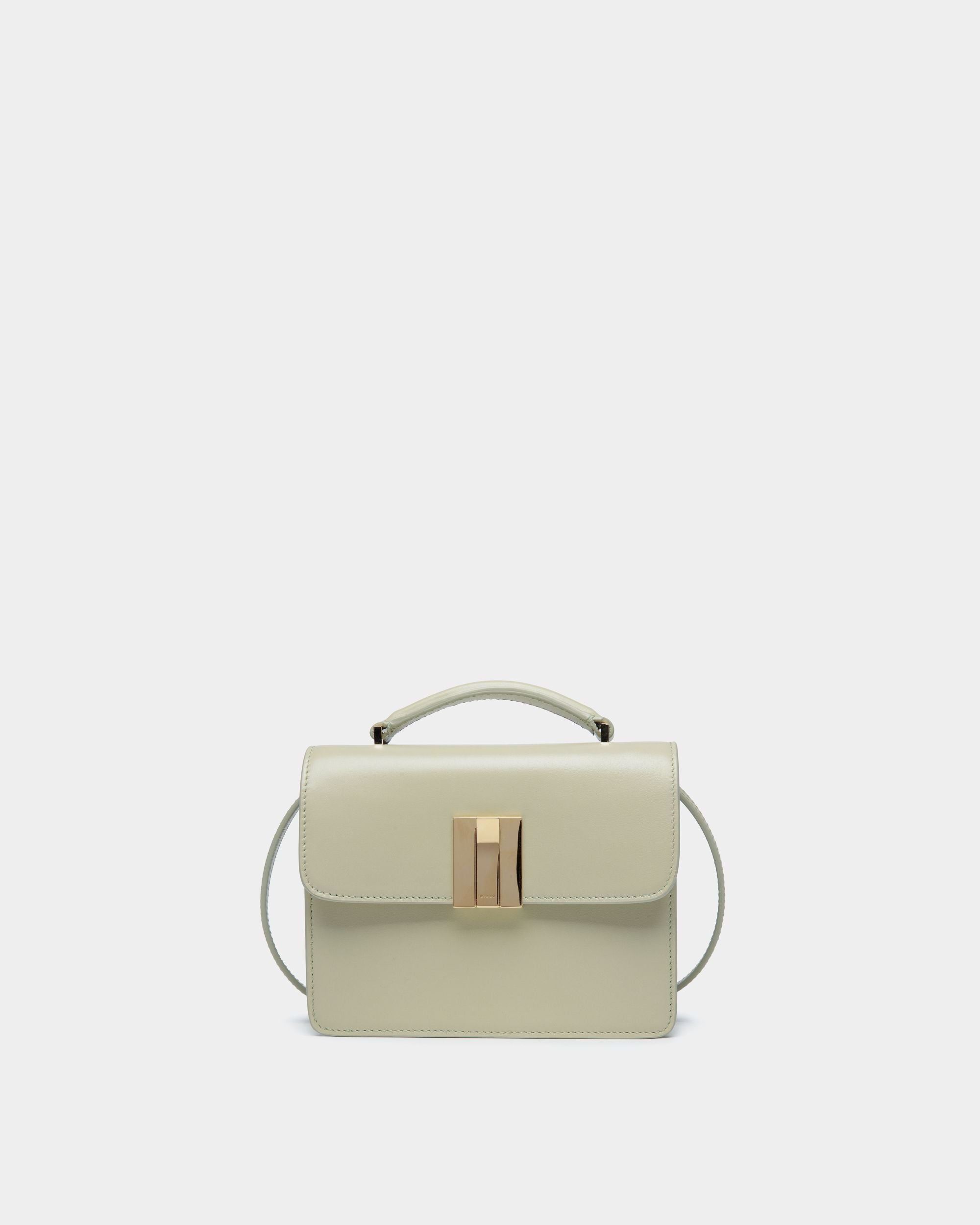 Ollam Mini Top Handle Bag in Antique White Brushed Leather - Women's - Bally - 01
