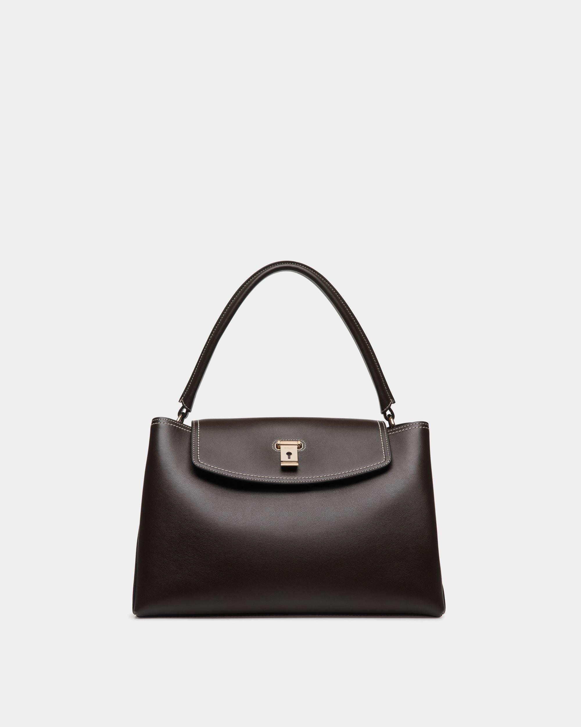 Lock Me Top Handle Bag in Ebano Leather - Women's - Bally - 01