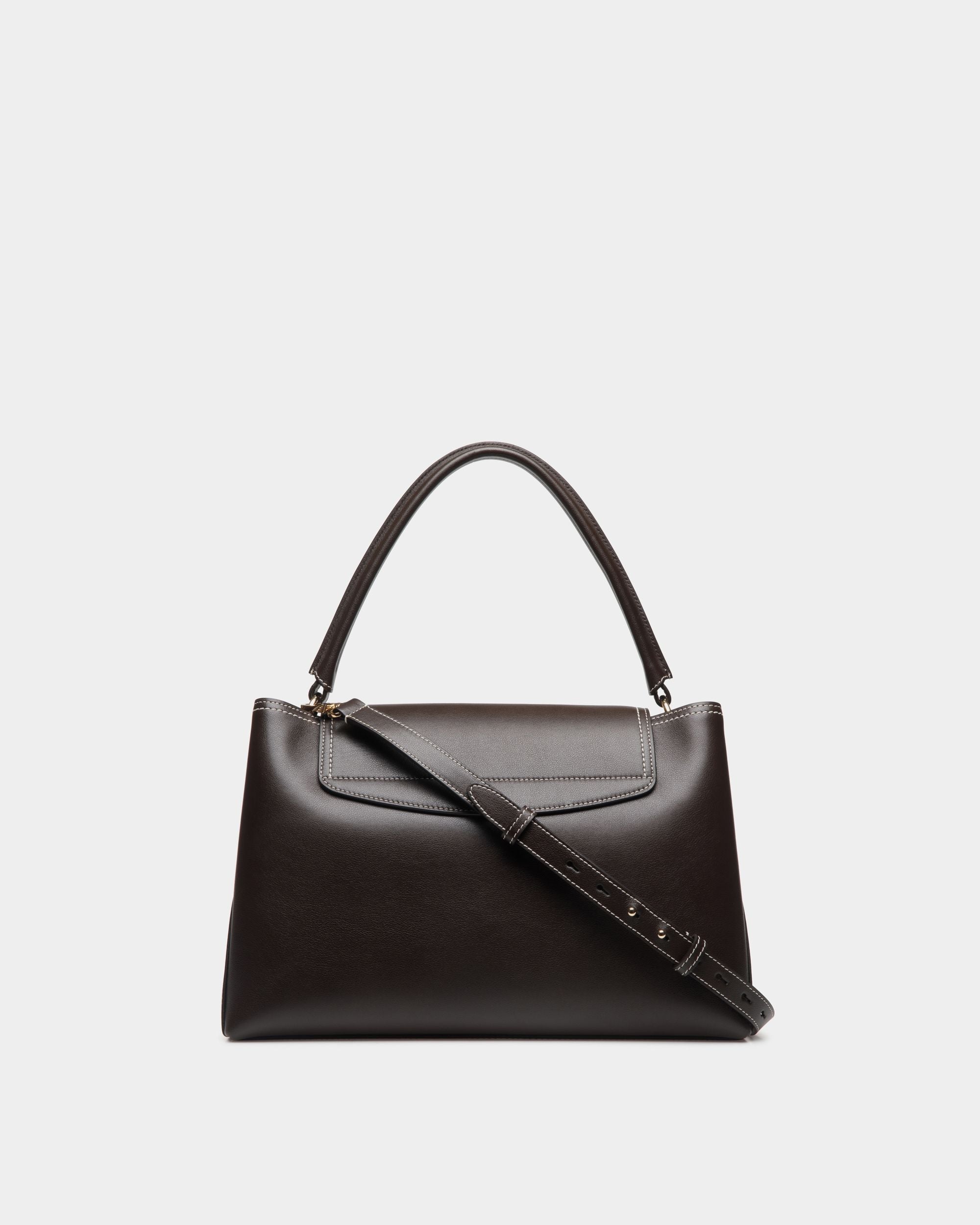 Lock Me Top Handle Bag in Ebano Leather - Women's - Bally - 03