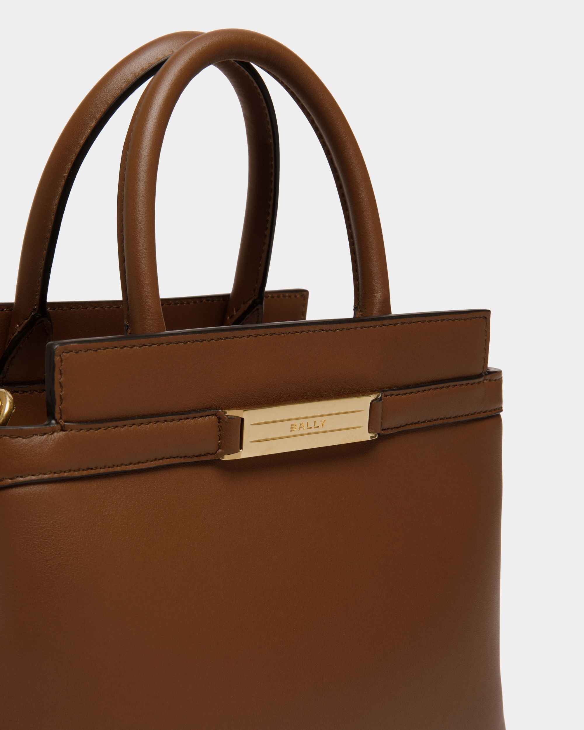 Deco Small Tote Bag in Brown Leather - Women's - Bally - 05