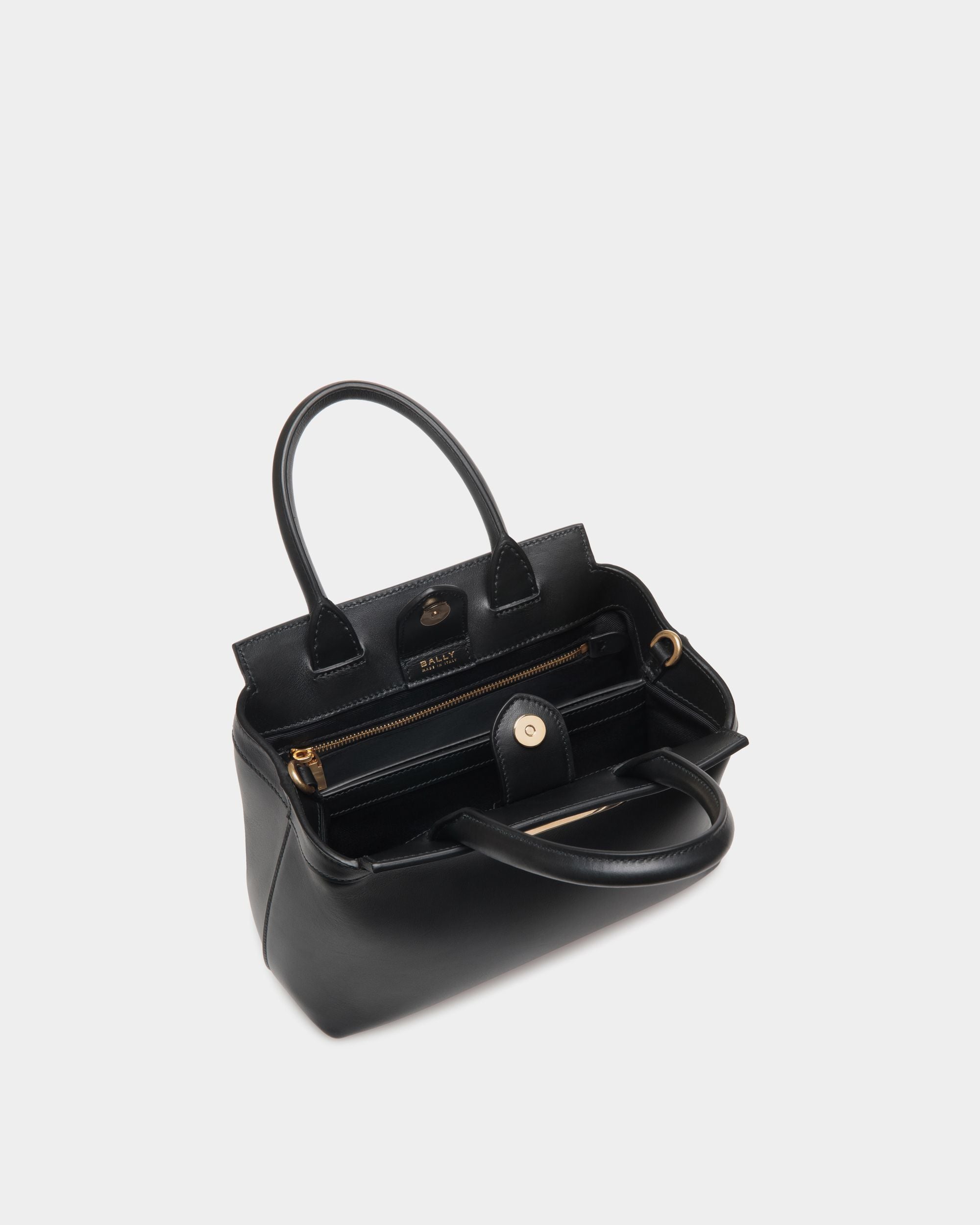Deco Small Tote Bag in Black Leather - Women's - Bally - 05