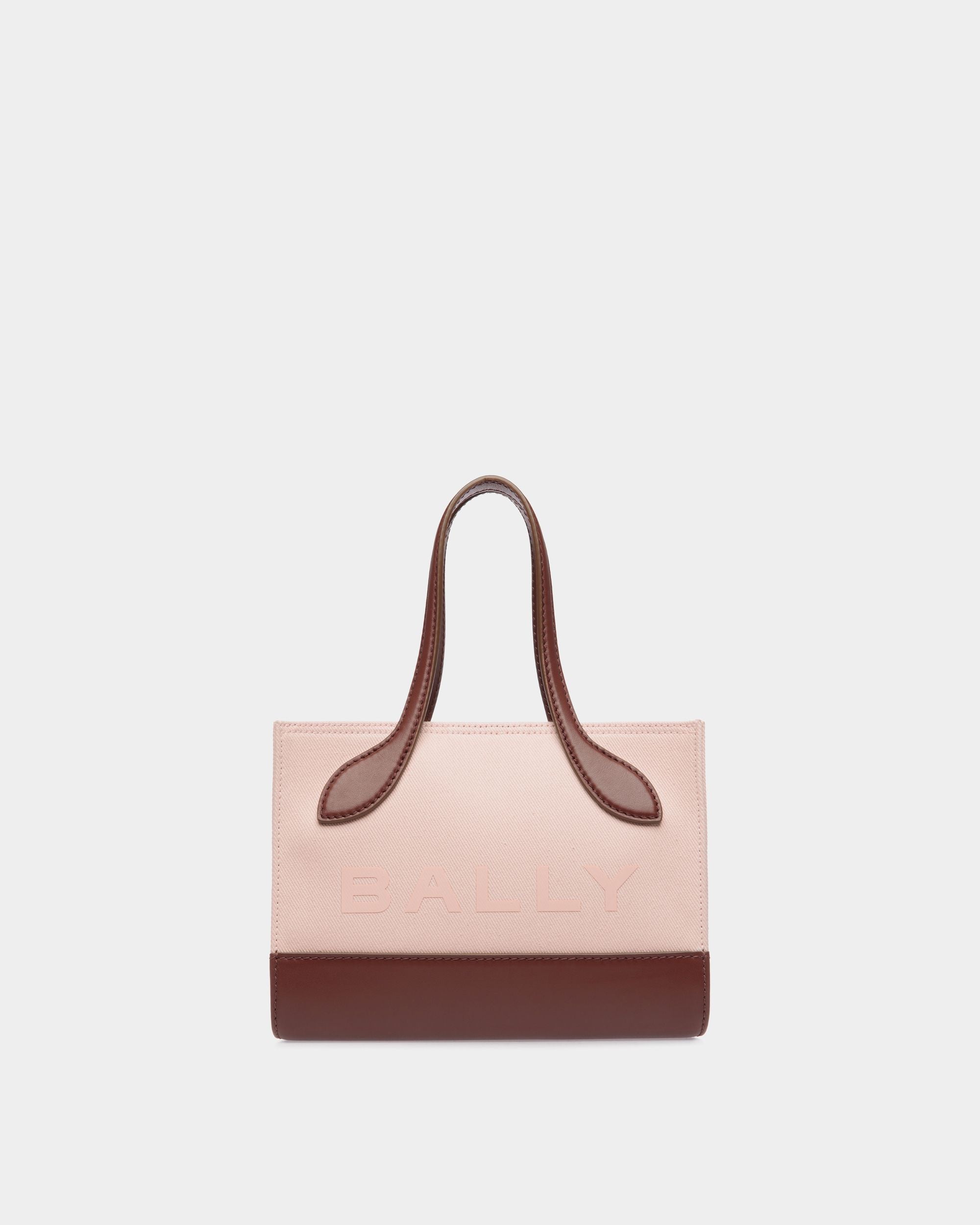 Bar Mini Tote Bag in Dusty Petal And Brown Canvas And Leather - Women's - Bally - 01