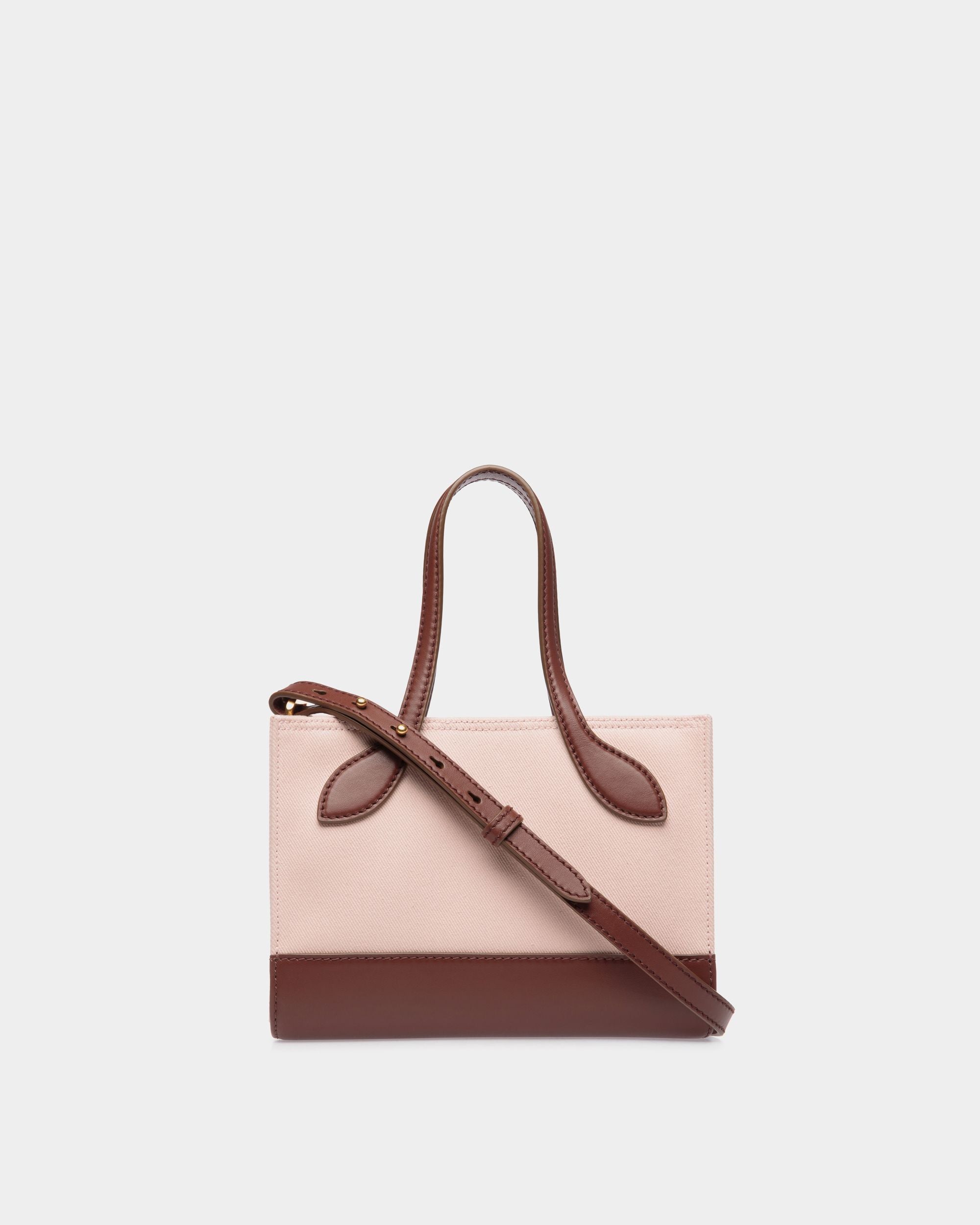 Bar Mini Tote Bag in Dusty Petal And Brown Canvas And Leather - Women's - Bally - 02