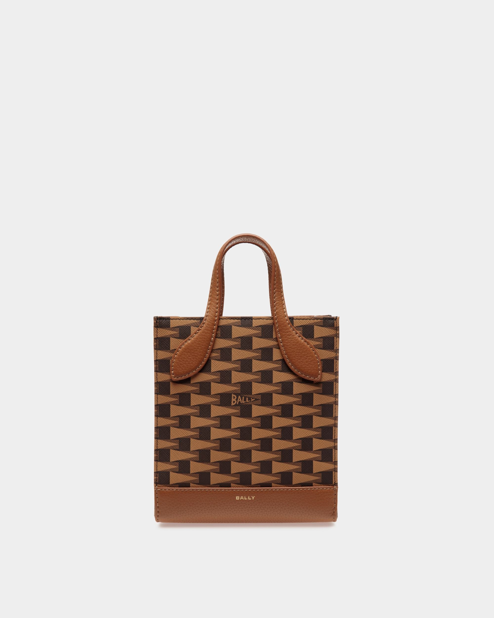 Pennant Mini Tote Bag in Brown Pennant Motif TPU - Women's - Bally - 01