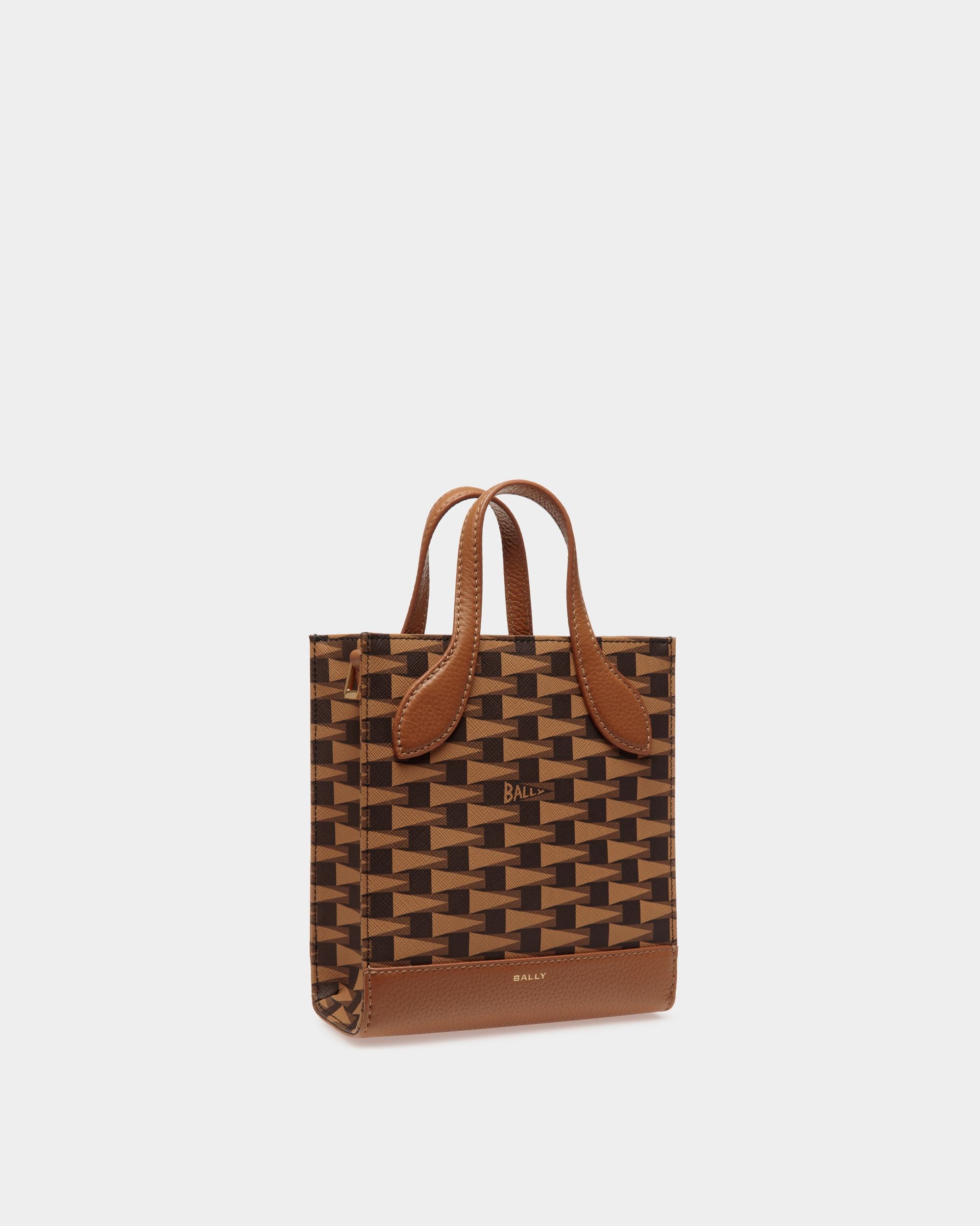 Pennant Mini Tote Bag in Brown Pennant Motif TPU - Women's - Bally - 03
