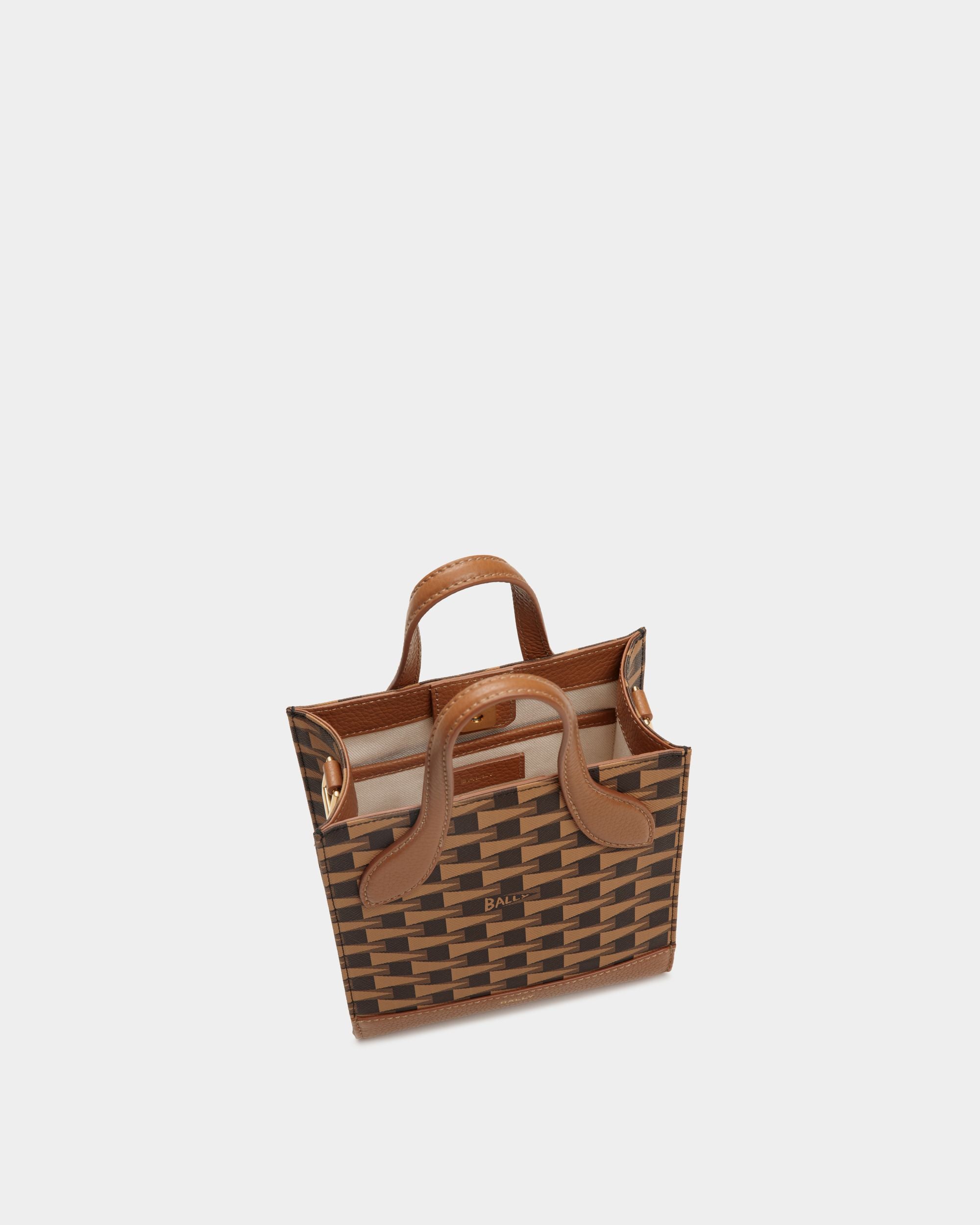 Pennant Mini Tote Bag in Brown Pennant Motif TPU - Women's - Bally - 04