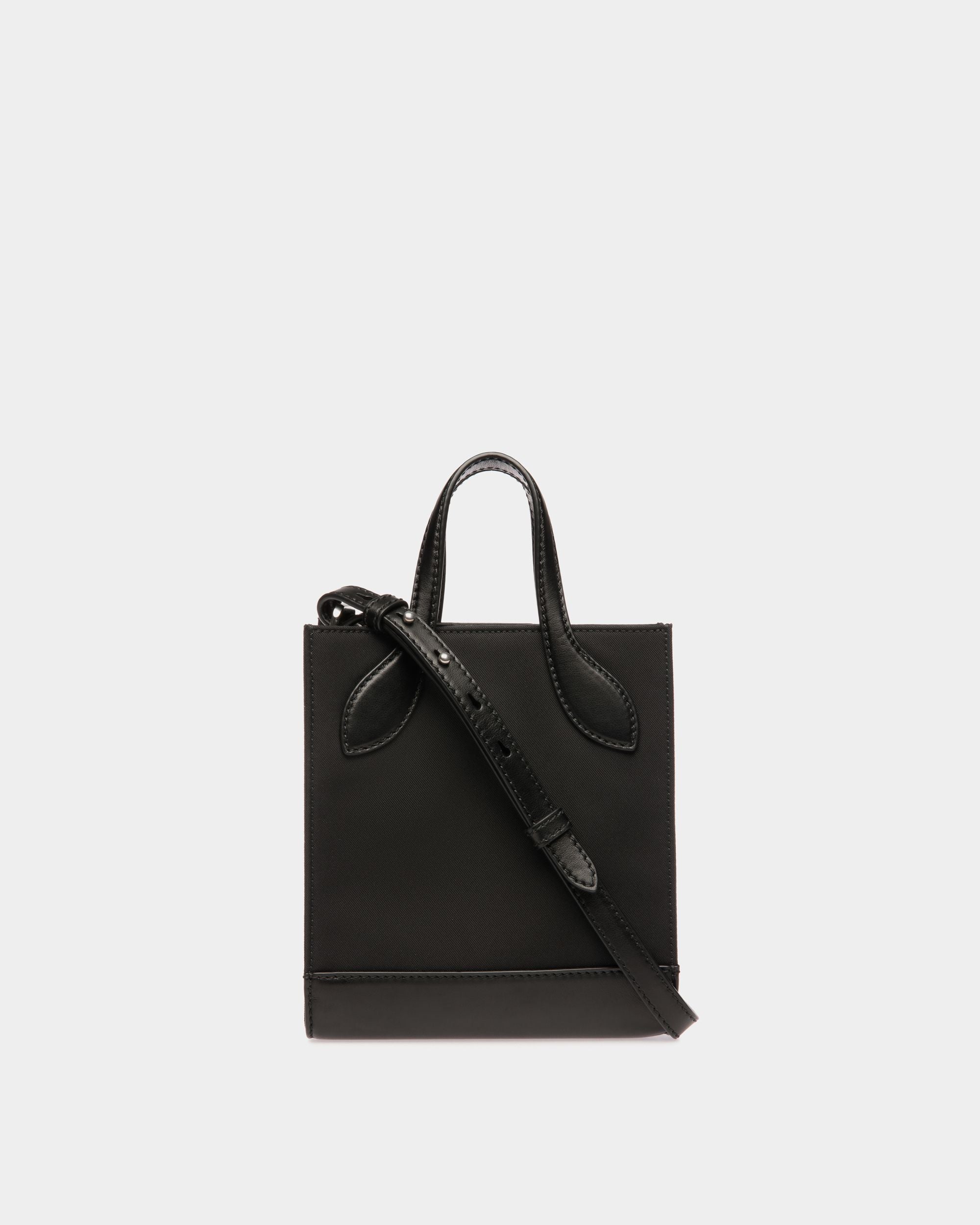 Bar Mini Tote Bag In Black Nylon And Leather - Women's - Bally - 03