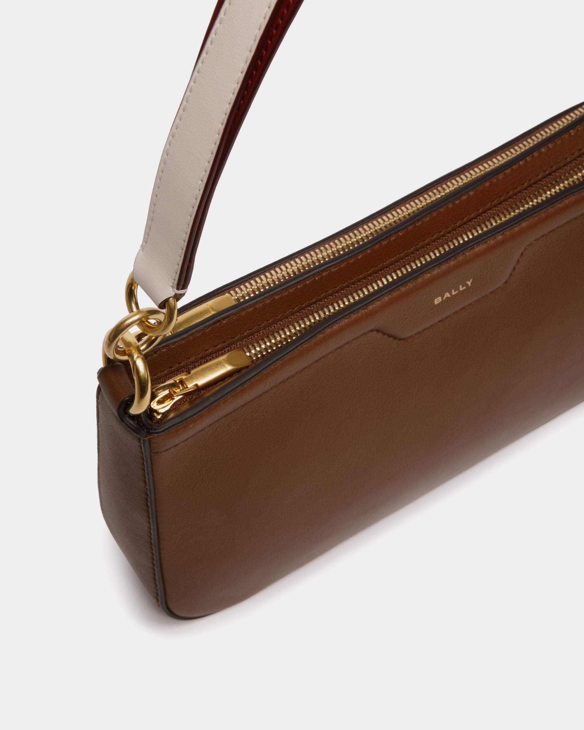 Code Small Shoulder Bag in Brown Leather - Women's - Bally - 05