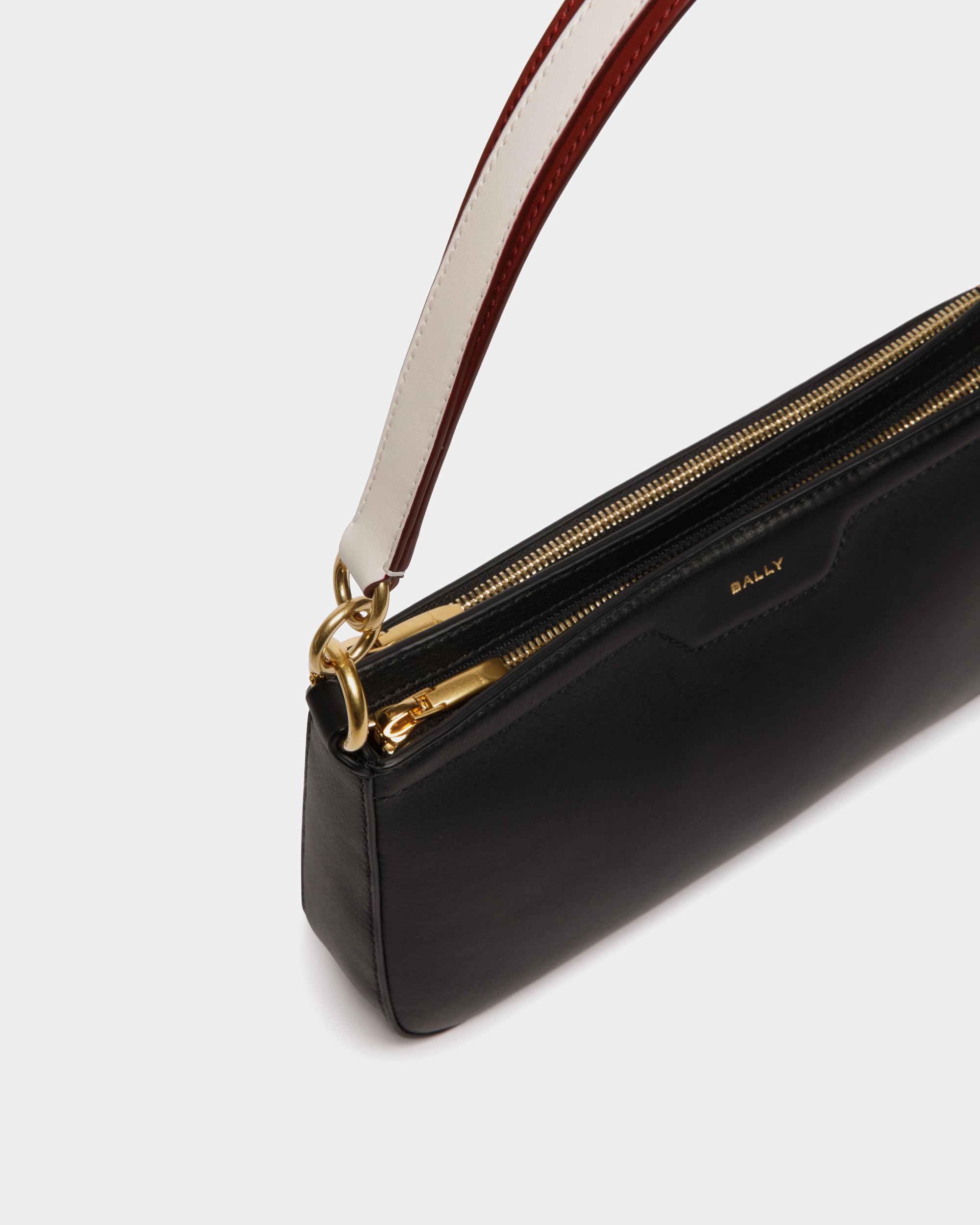 Code Small Shoulder Bag in Black Leather - Women's - Bally - 06