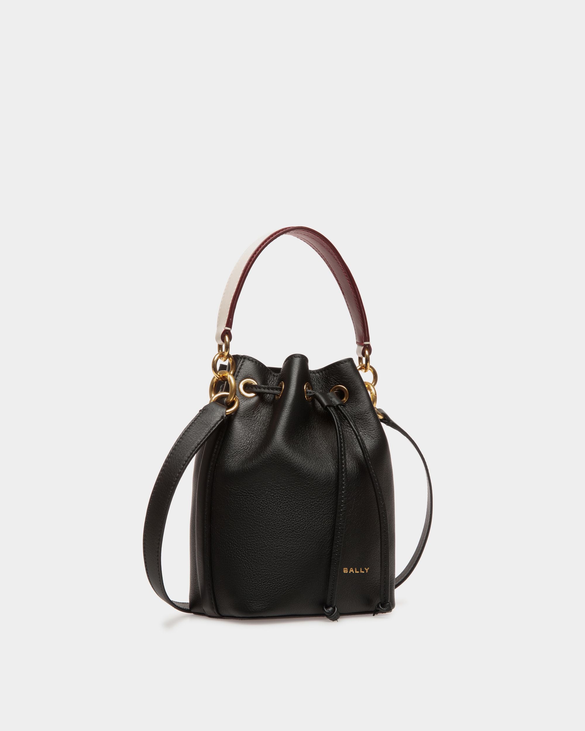 Code Mini Bucket Bag in Black Leather - Women's - Bally - 04