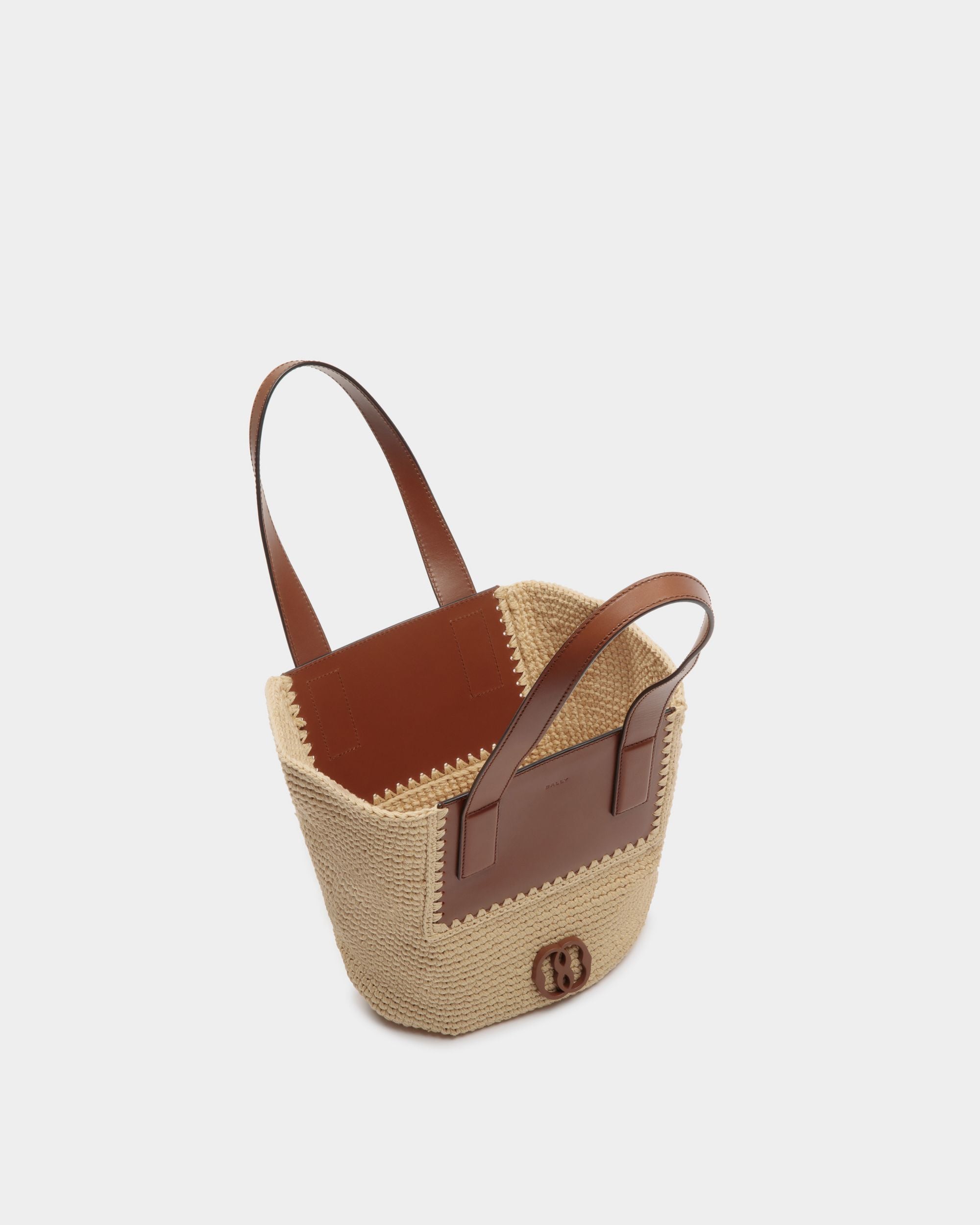Lace Tote Bag in Cotton and Leather - Women's - Bally - 04