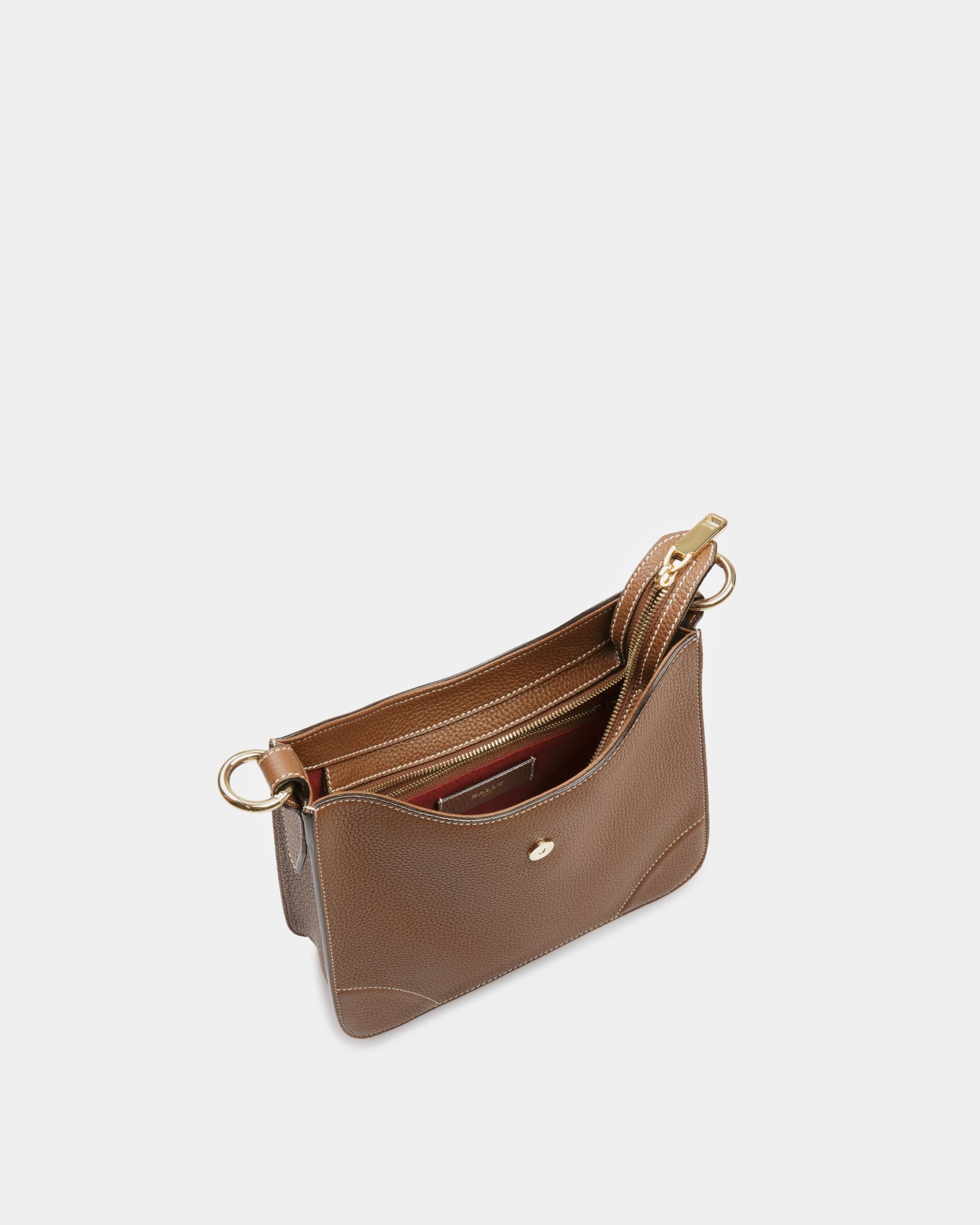 Lavynia Small Leather Hobo Bag In Brown - Women's - Bally - 03