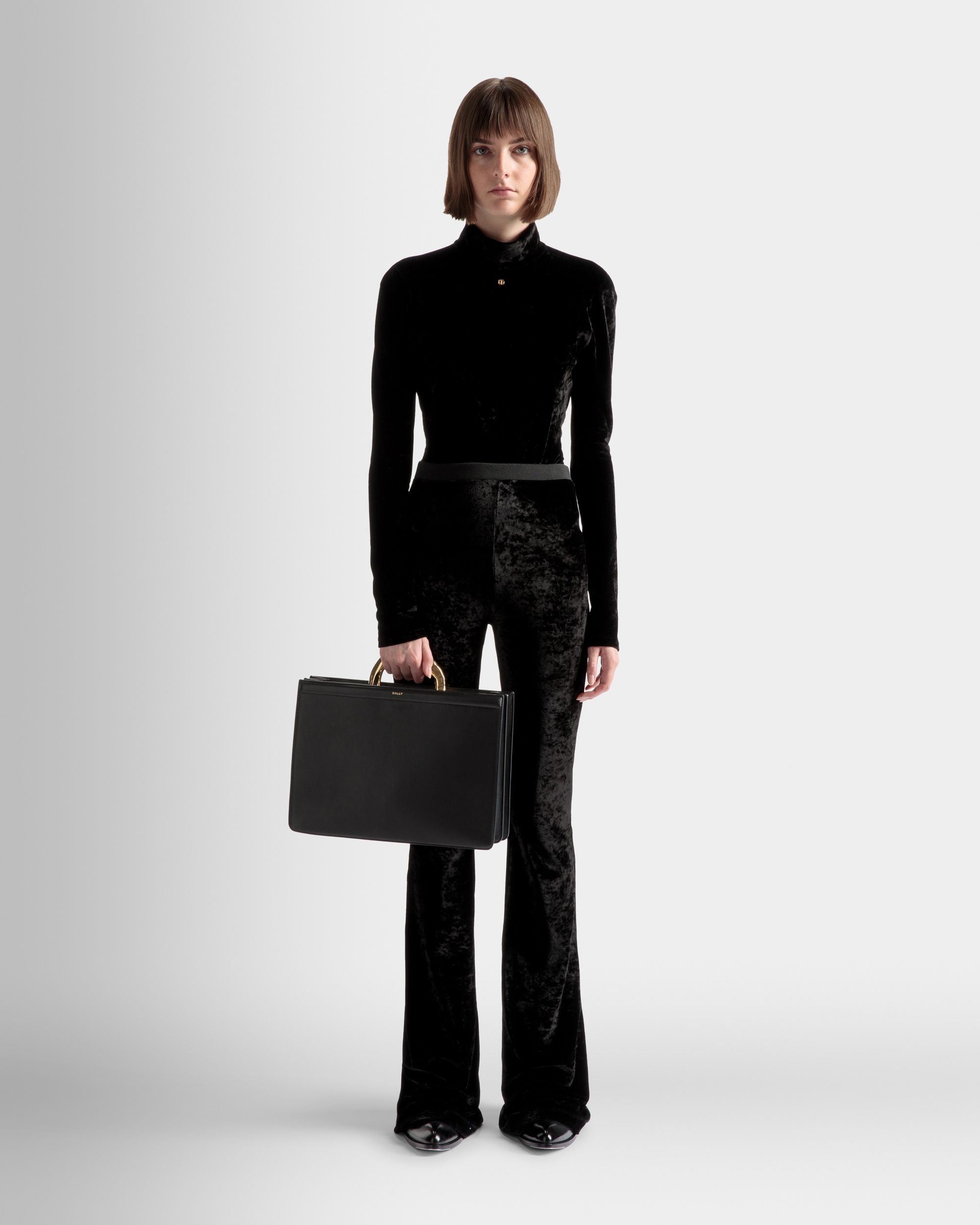 Baroque Top Handle Bag In Black Leather - Women's - Bally - 02