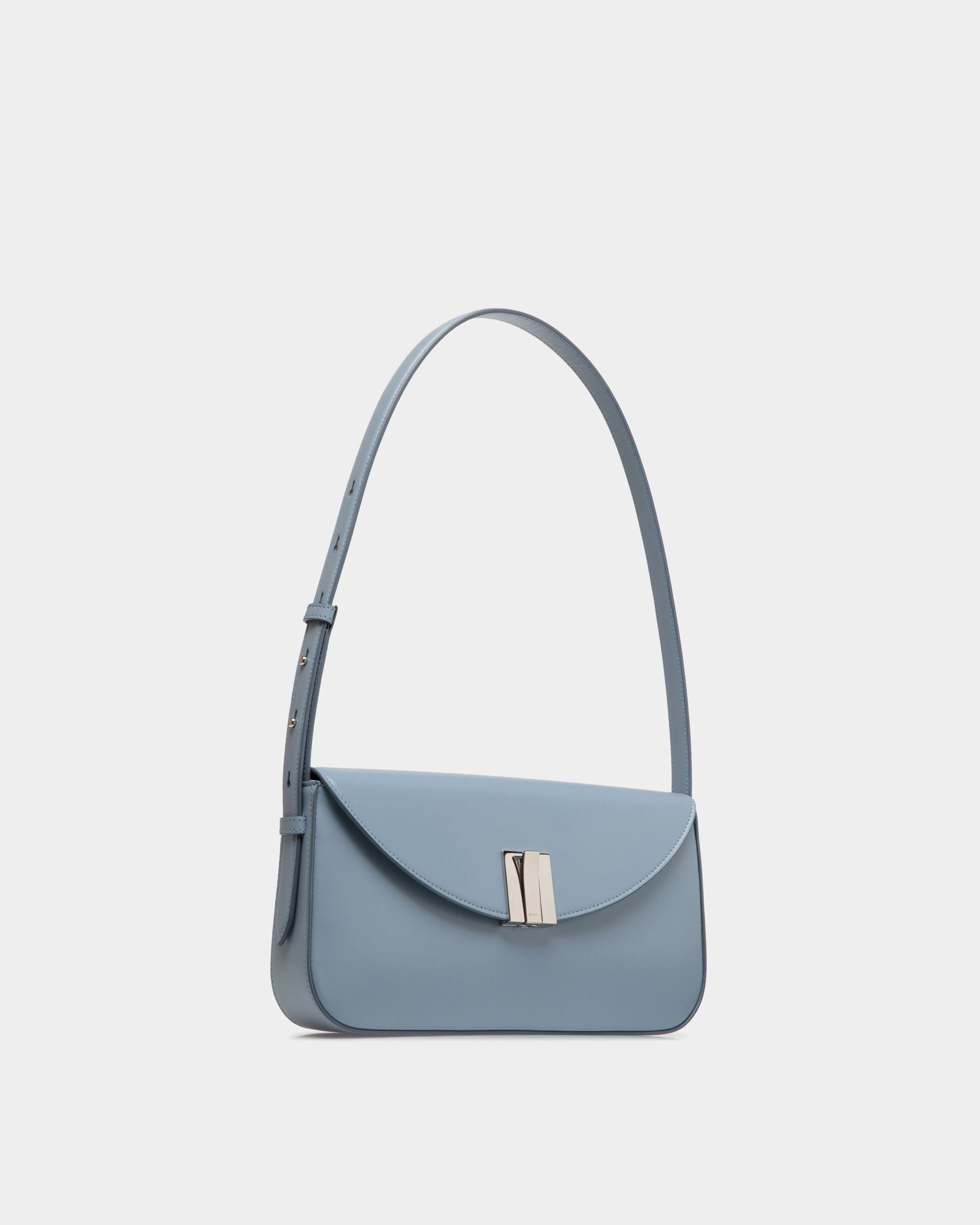 Ollam Small Shoulder Bag in Light Blue Leather - Women's - Bally - 04