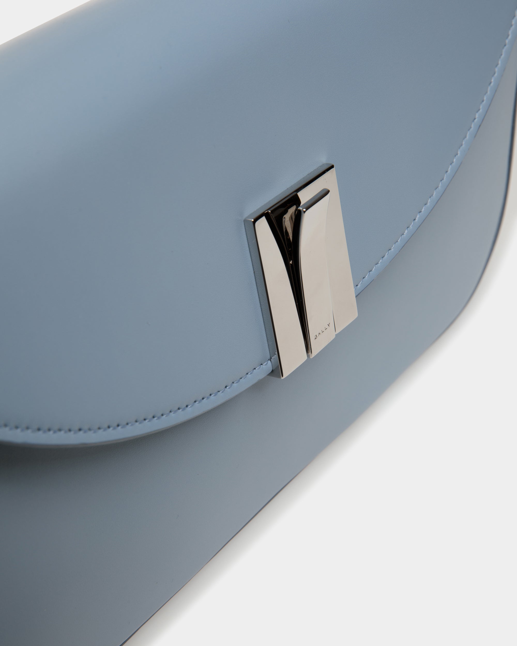 Ollam Small Shoulder Bag in Light Blue Leather - Women's - Bally - 05