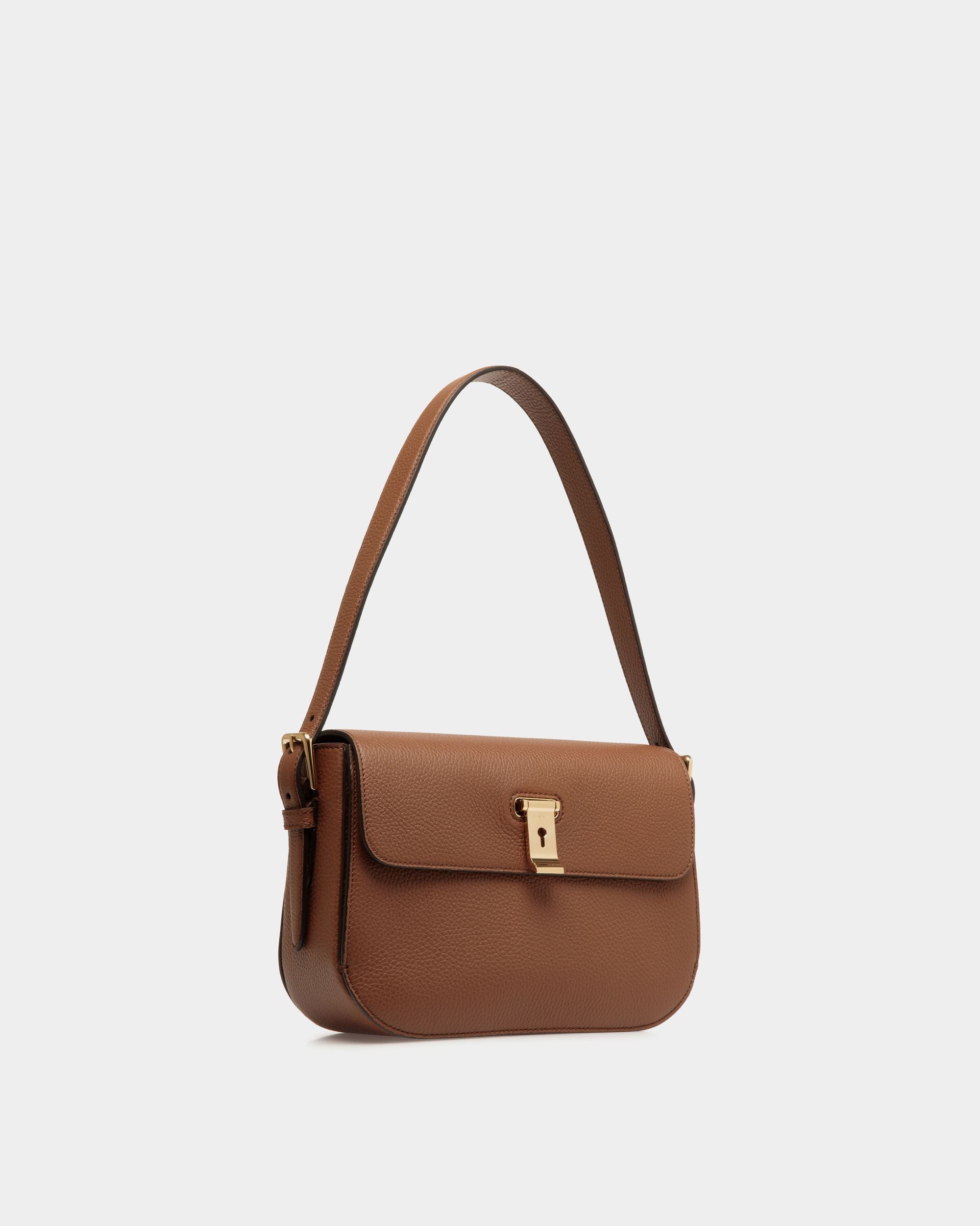 Lock Me Shoulder Bag in Brown Grained Leather - Women's - Bally - 04