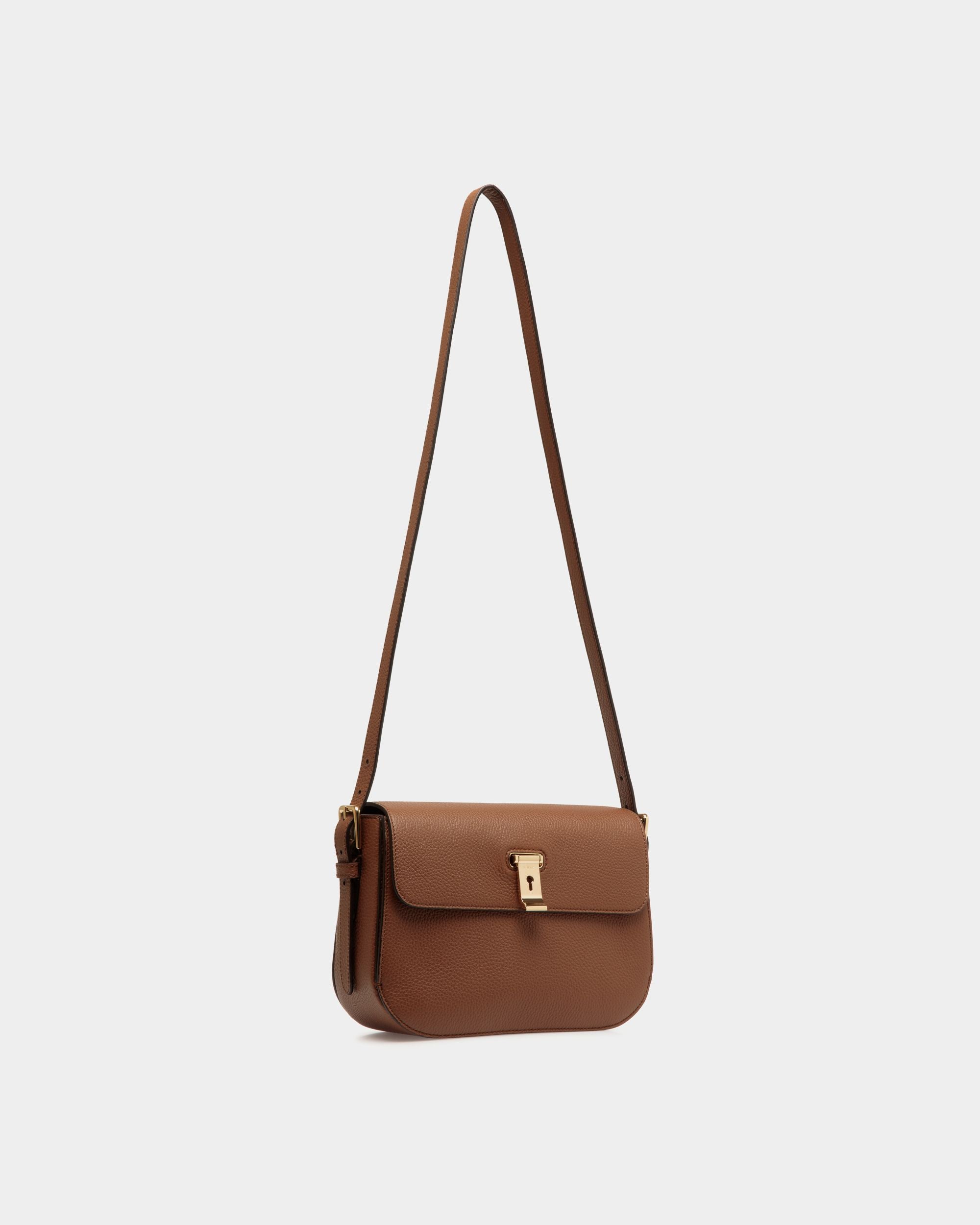 Lock Me Shoulder Bag in Brown Grained Leather - Women's - Bally - 05