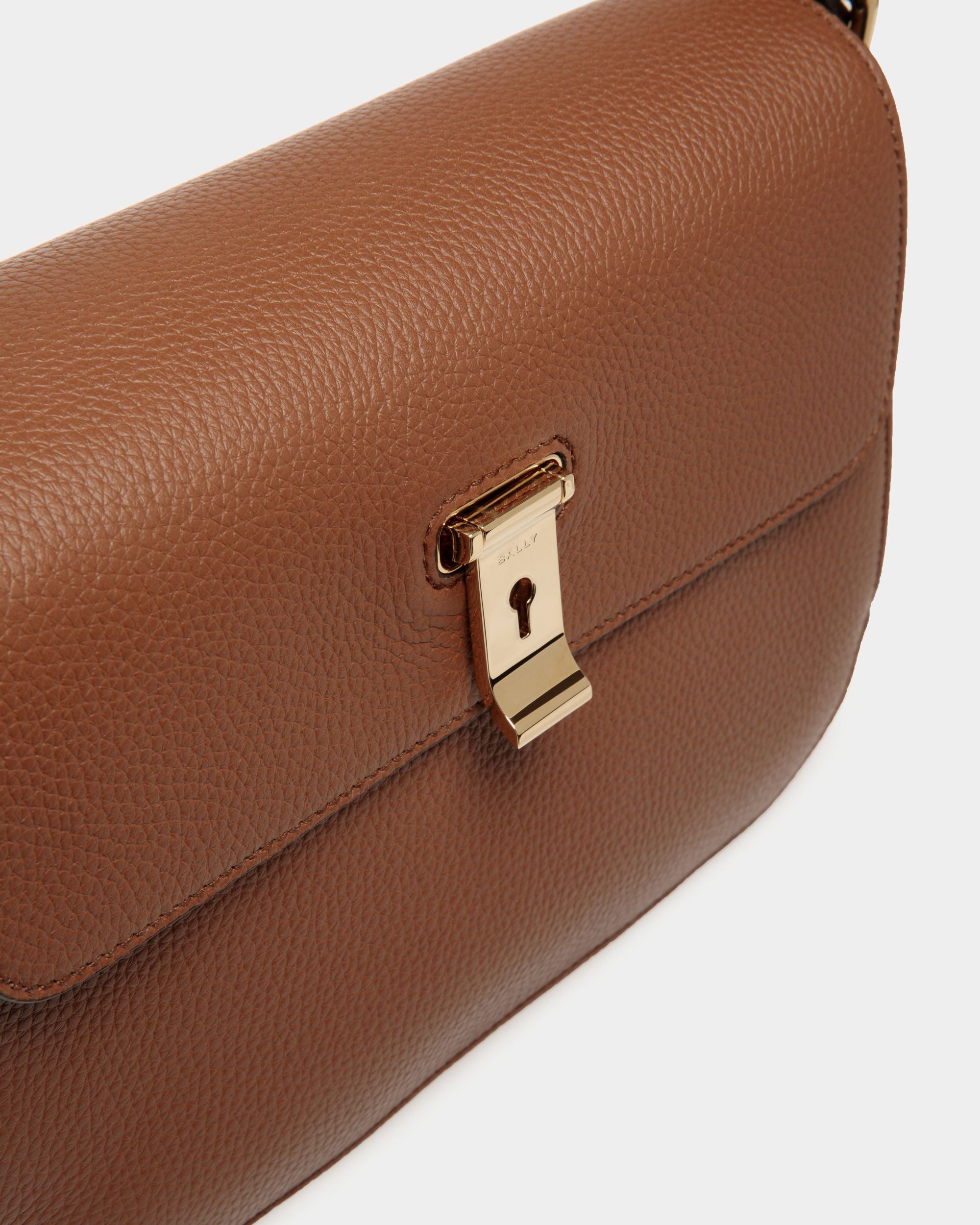 Lock Me Shoulder Bag in Brown Grained Leather - Women's - Bally - 06