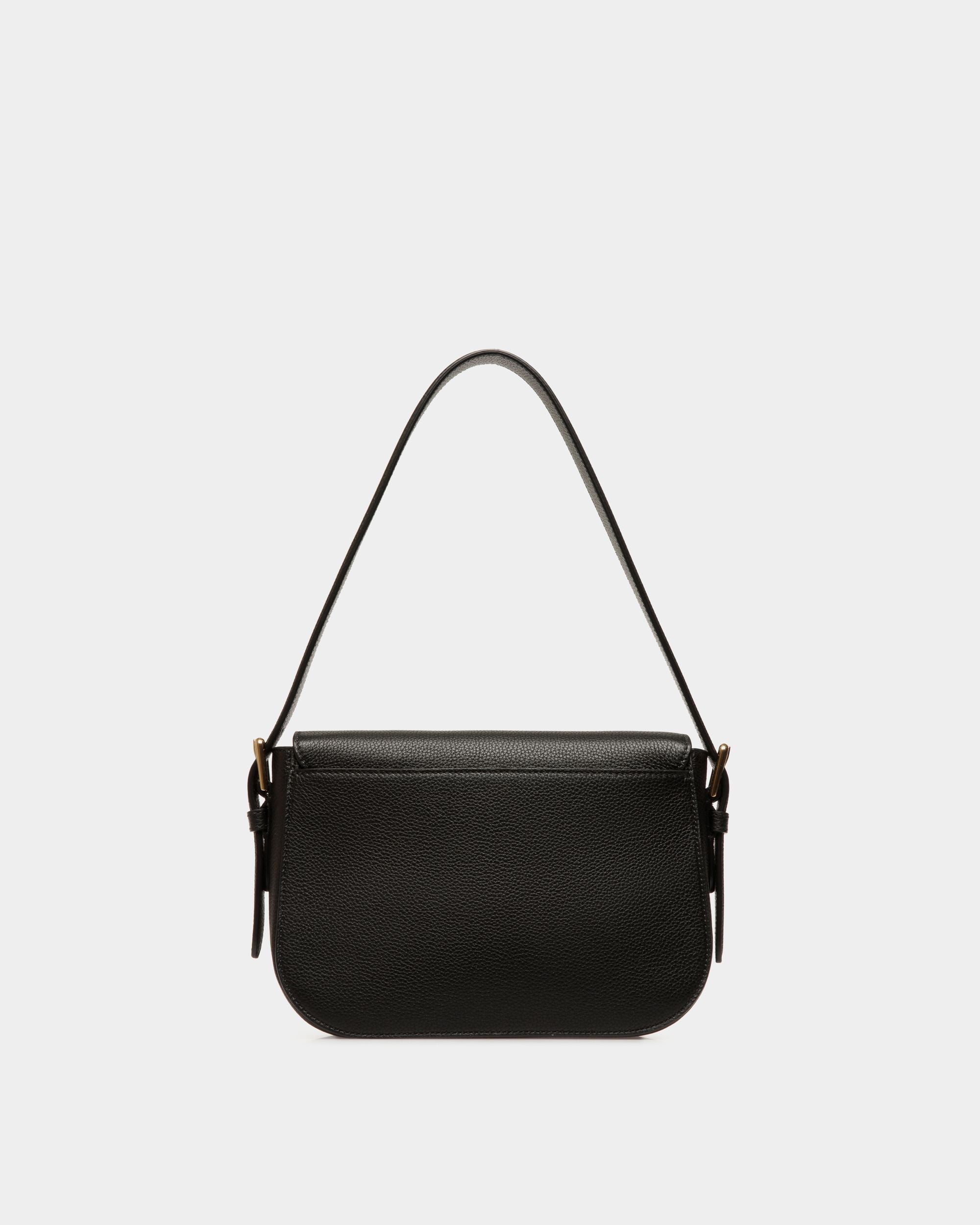 Lock Me Shoulder Bag in Black Grained Leather - Women's - Bally - 03