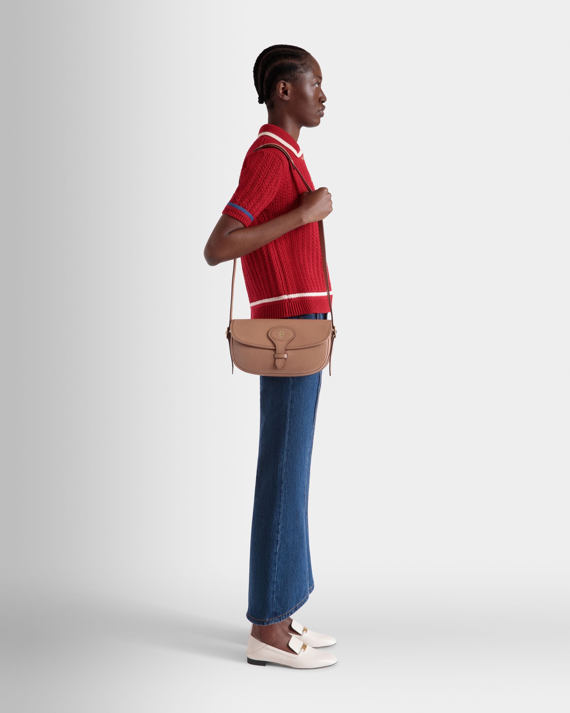 Beckett Crossbody Bag in Praline Beige Leather - Women's - Bally - 02