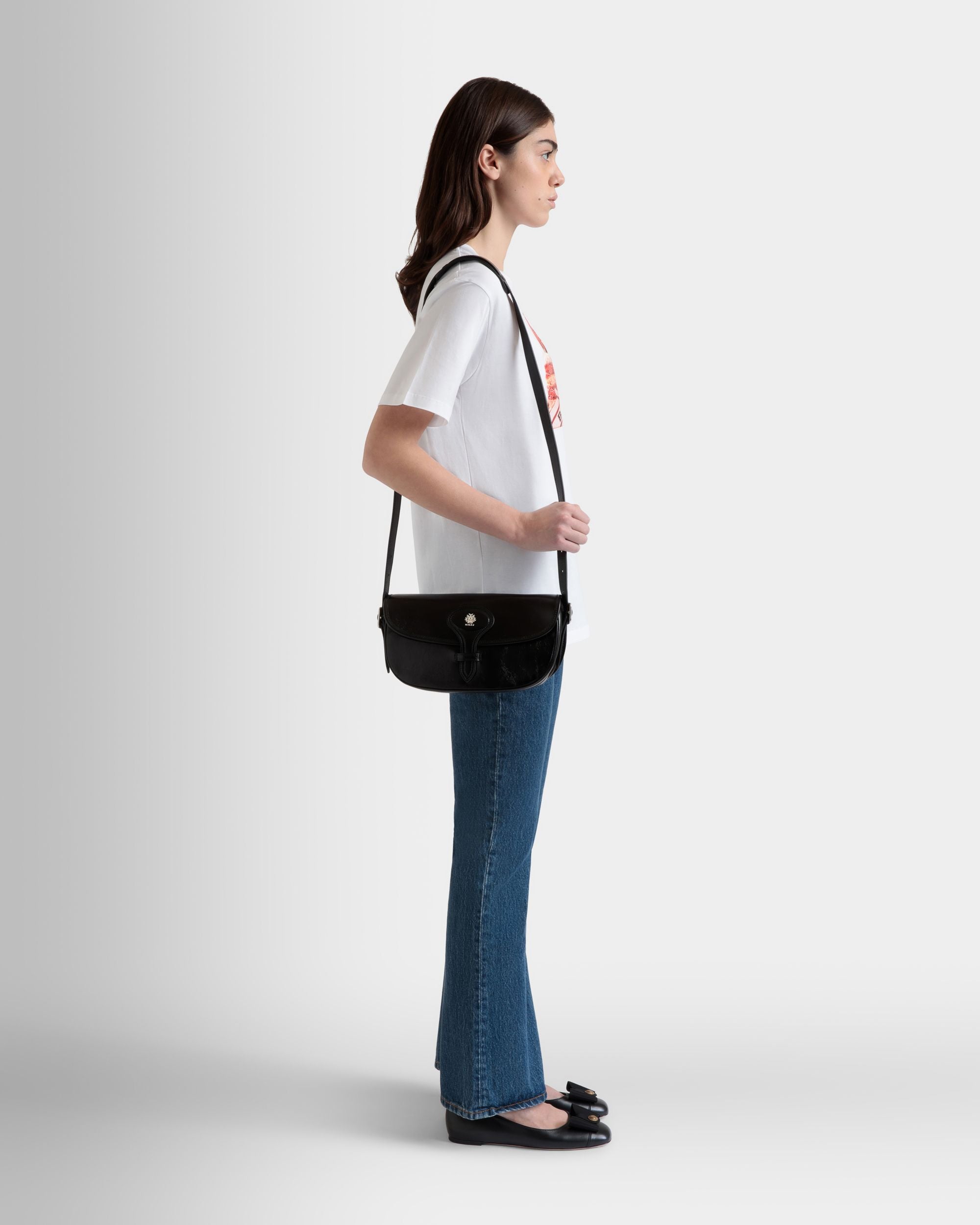 Beckett Crossbody Bag in Black Leather - Women's - Bally - 02