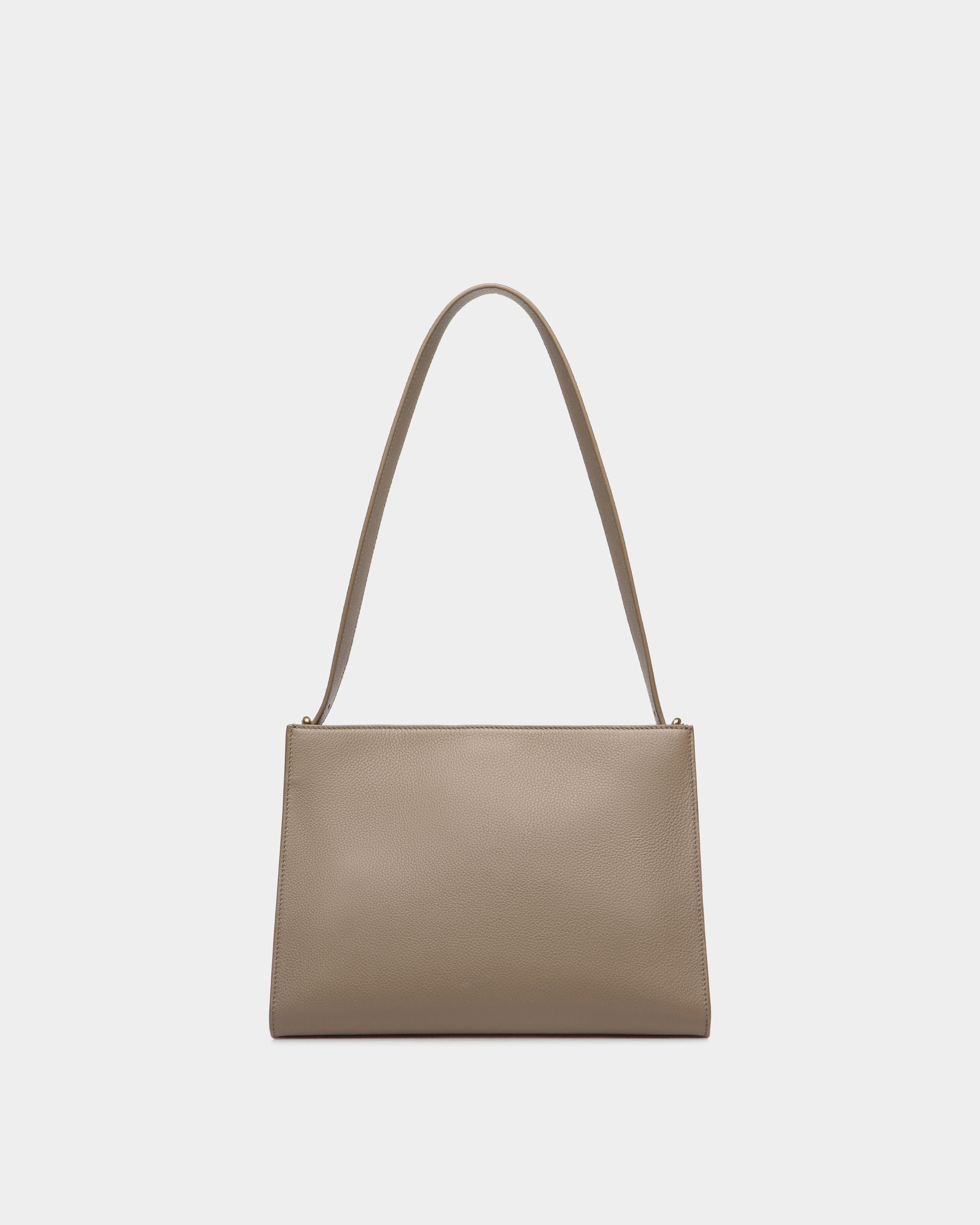 Lock Me Shoulder Bag in Taupe Grained Leather - Women's - Bally - 02