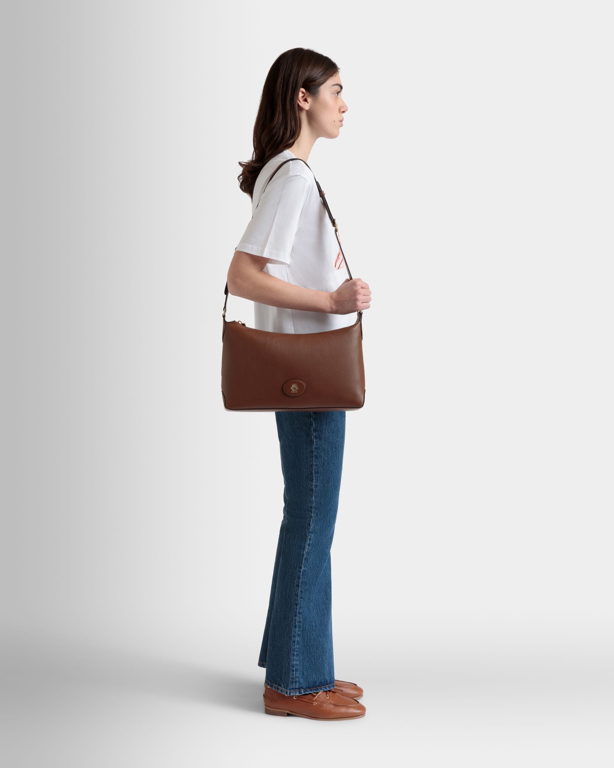 Queen Hobo Bag in Brown Leather - Women's - Bally - 02