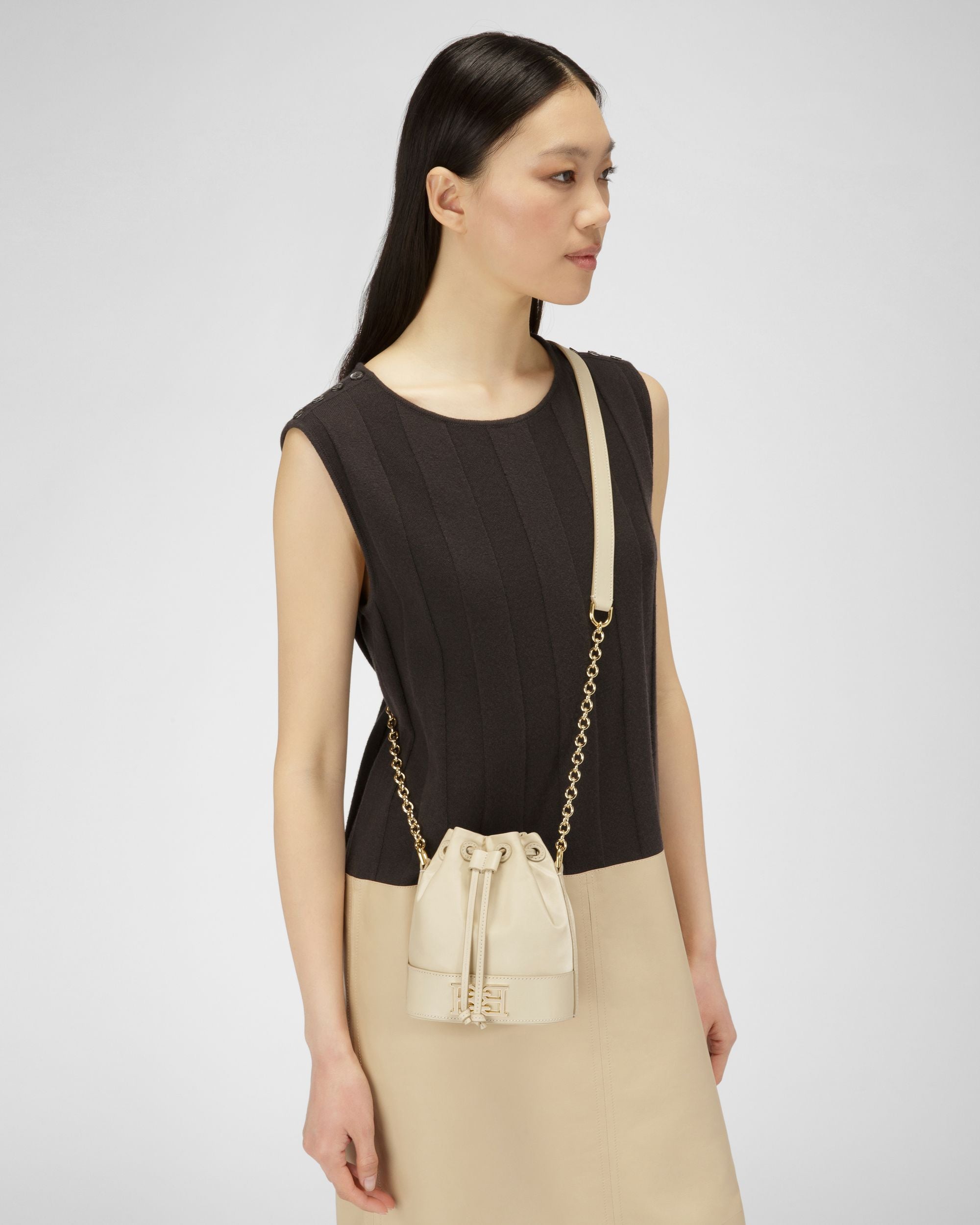 Eoh Small Nylon Bucket Bag In Light Beige - Women's - Bally - 02