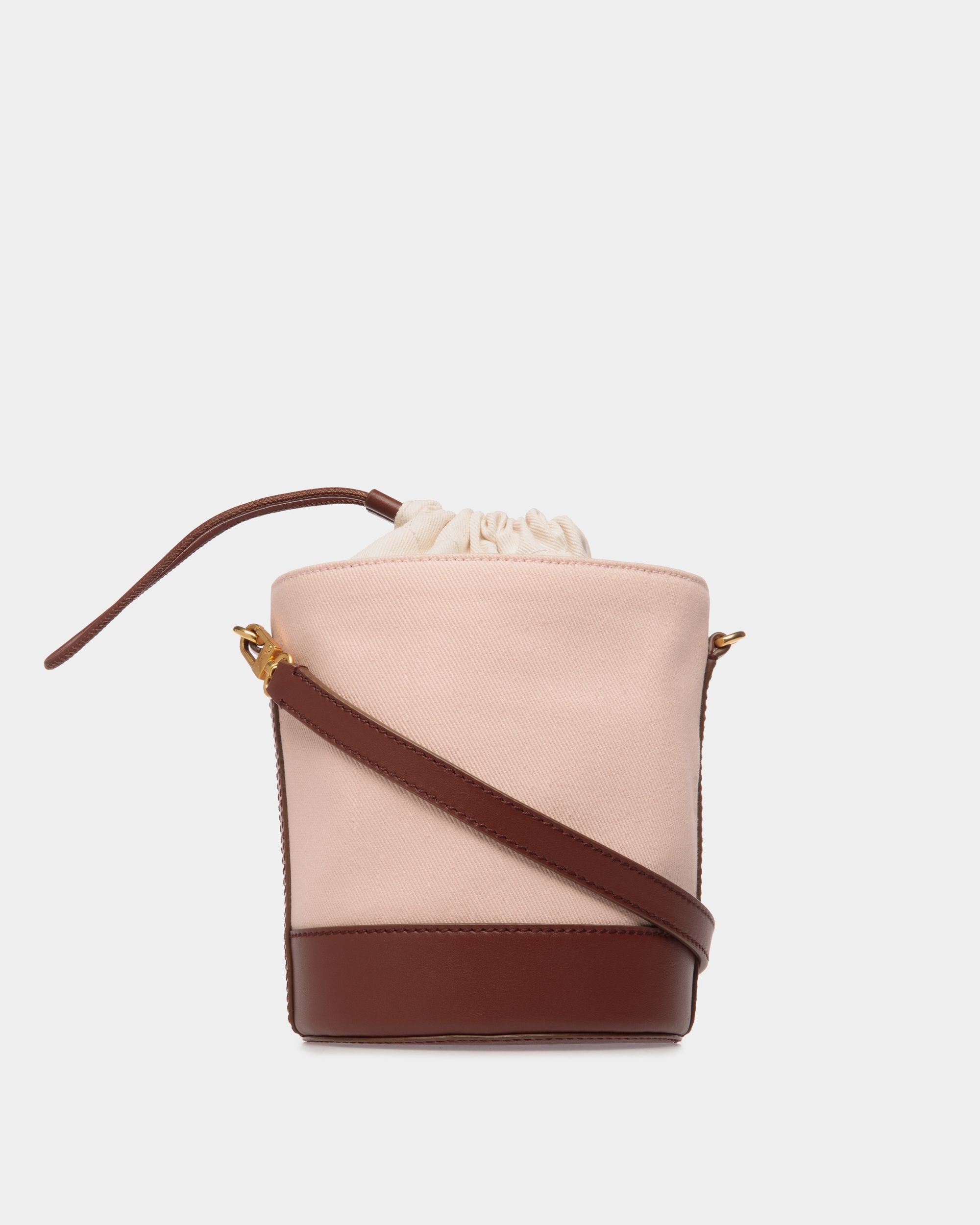 Bar Mini Bucket Bag in Dusty Petal And Brown Canvas And Leather - Women's - Bally - 02