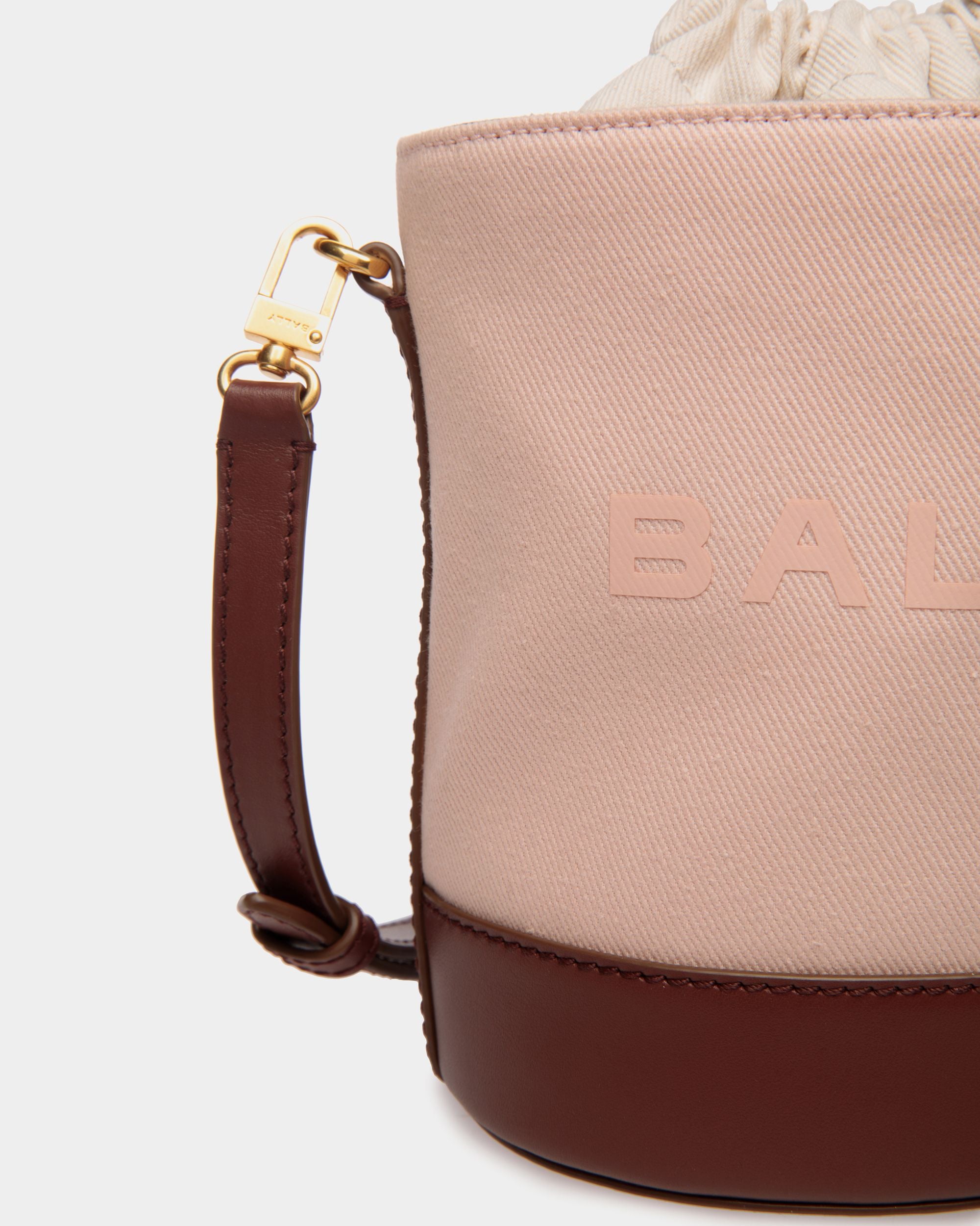 Bar Mini Bucket Bag in Dusty Petal And Brown Canvas And Leather - Women's - Bally - 04