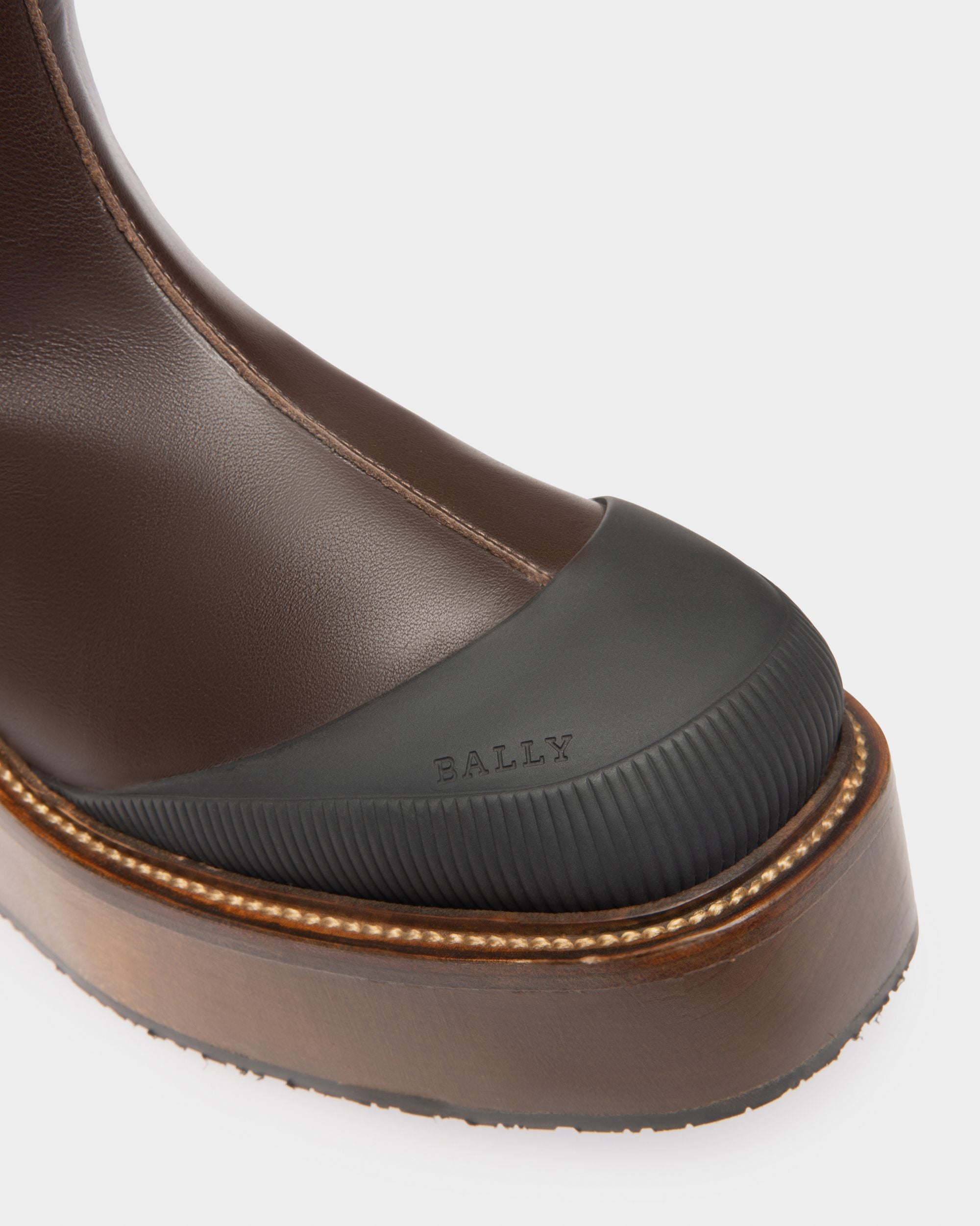 Irenne Leather Long Boots In Ebony Brown - Women's - Bally - 05