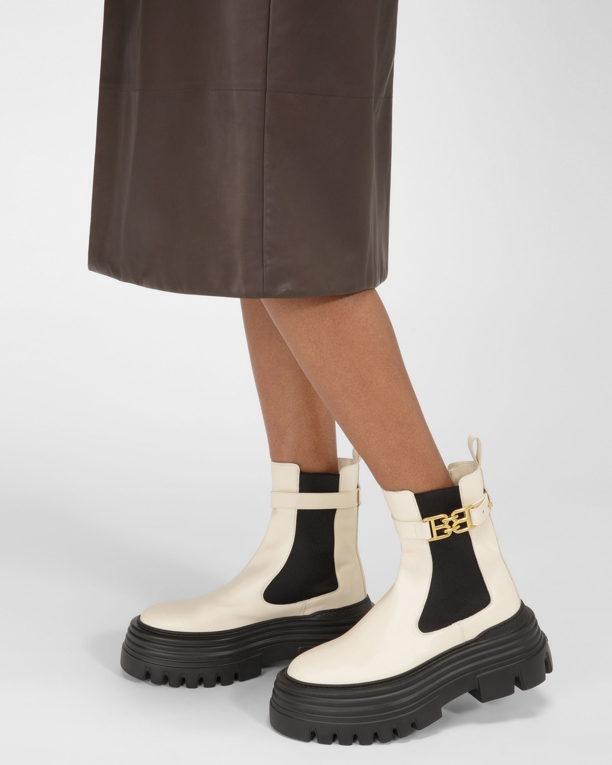 Greby Leather Booties In Bone - Women's - Bally - 06