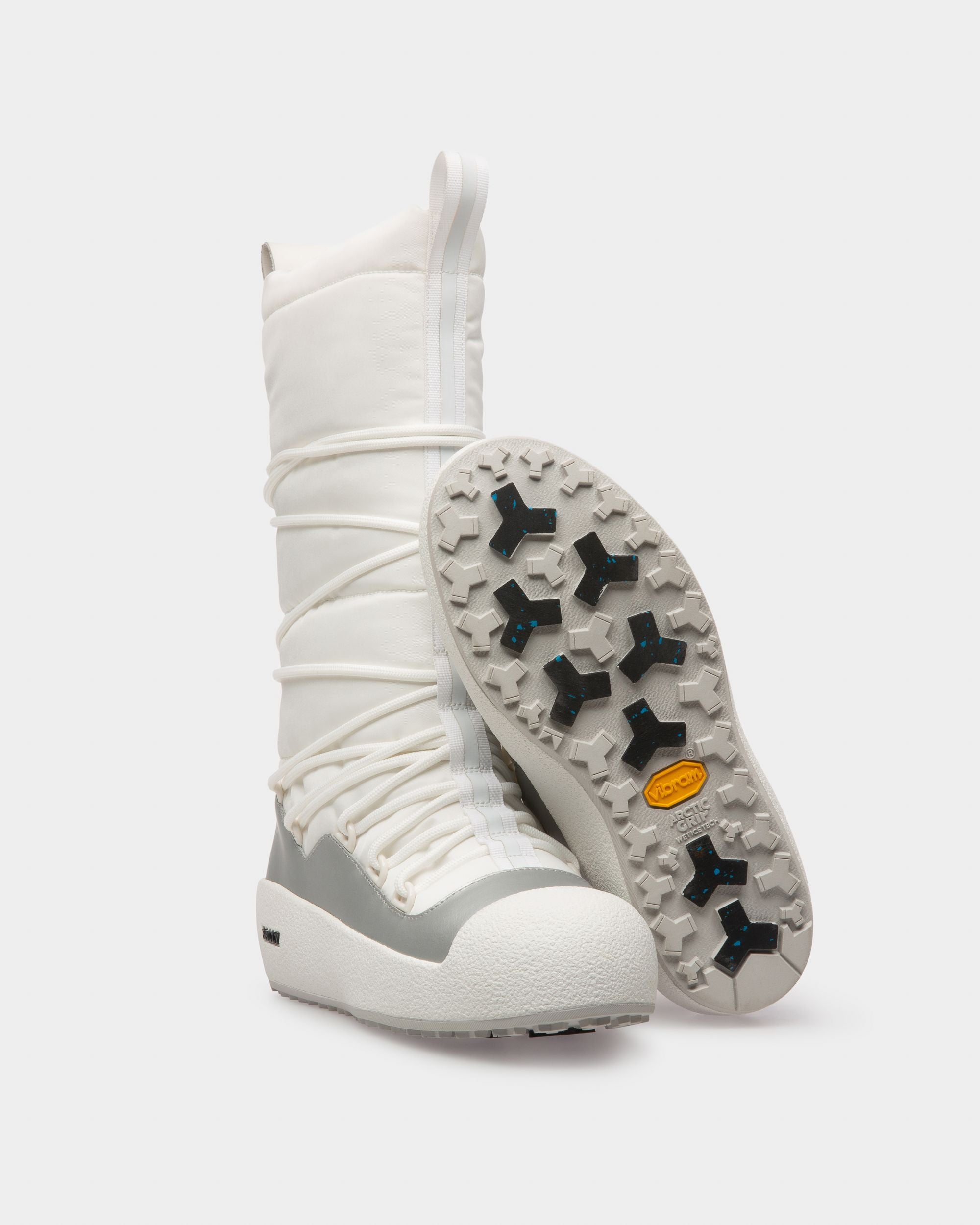 Cathye Recycled Nylon & Leather Boots In White & Silver - Women's - Bally - 05