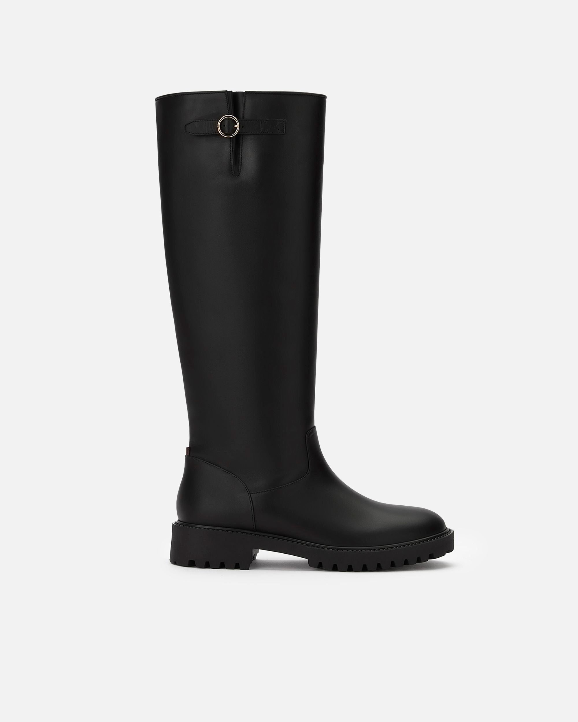 Long Boot in Black Leather - Women's - Bally - 01