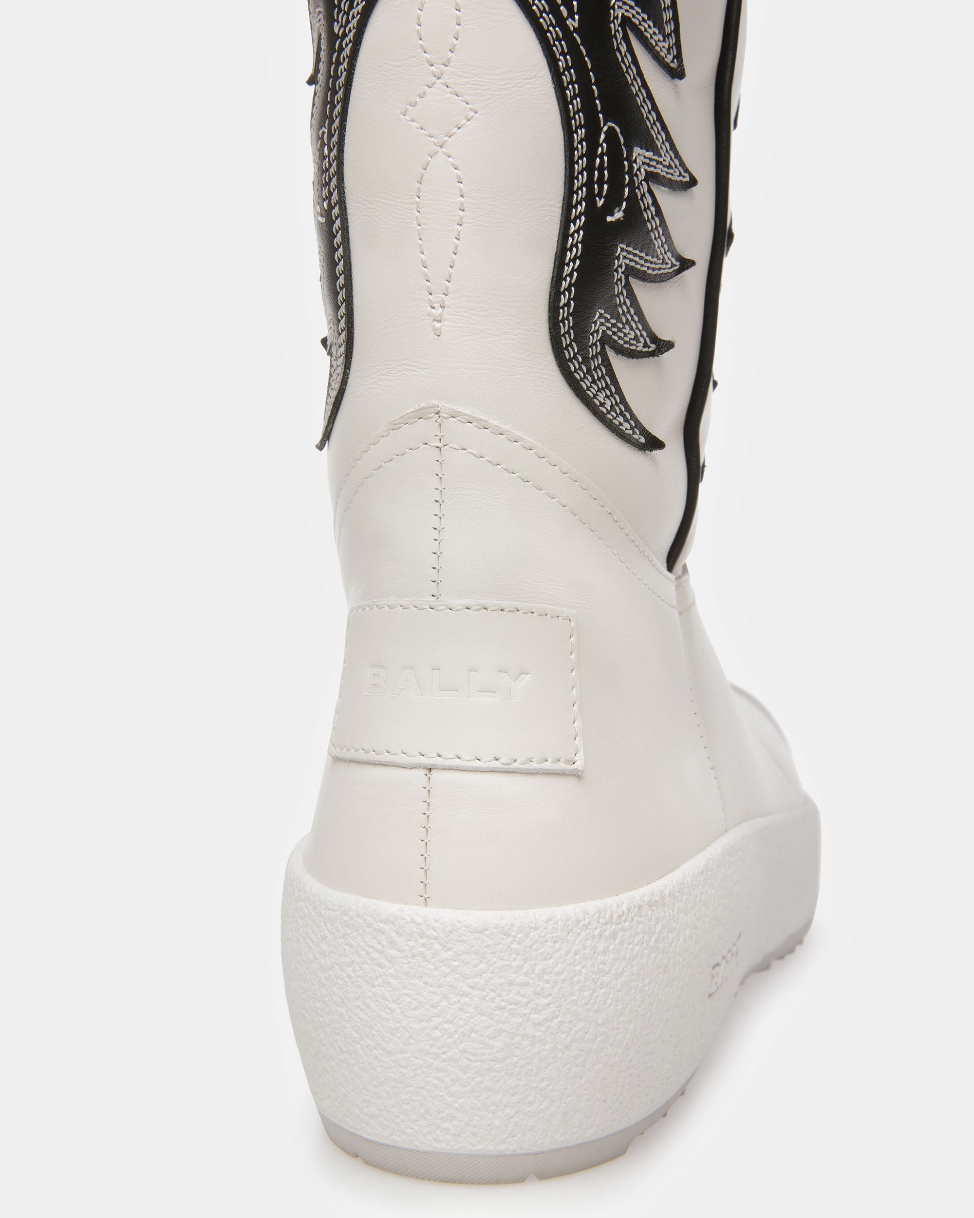Chambery Leather Long Boots In White & Black - Women's - Bally - 10