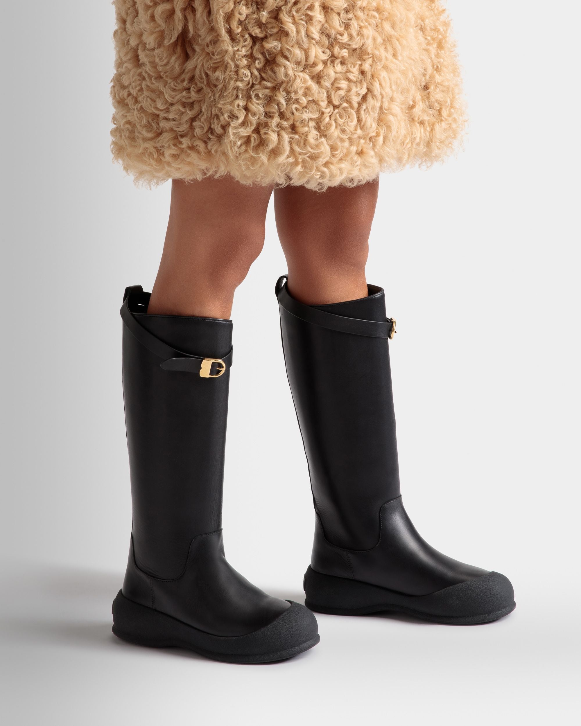 Frei Long Boots In Black Leather - Women's - Bally - 02