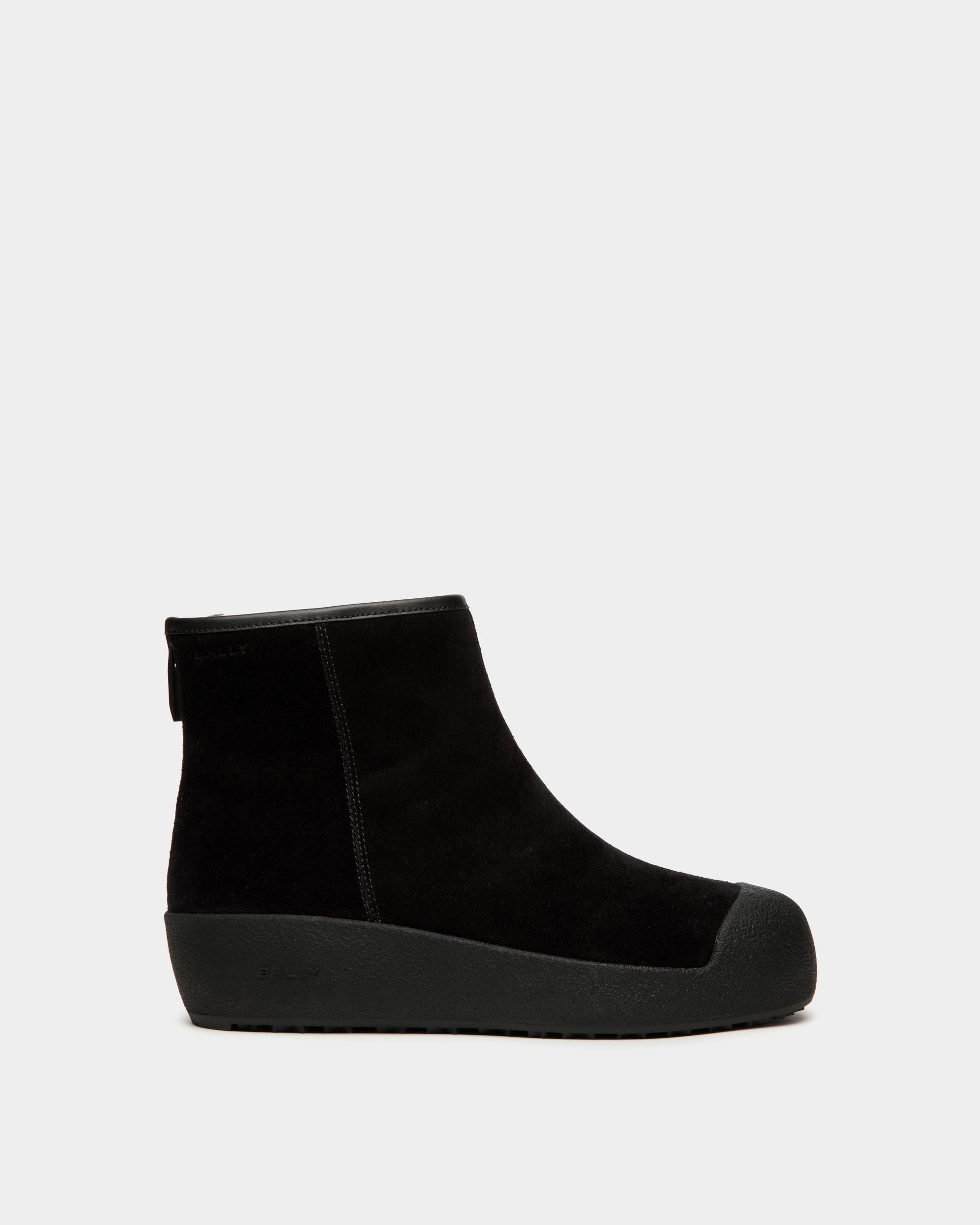 Bally Curling Bootie in Black Suede - Women's - Bally - 01