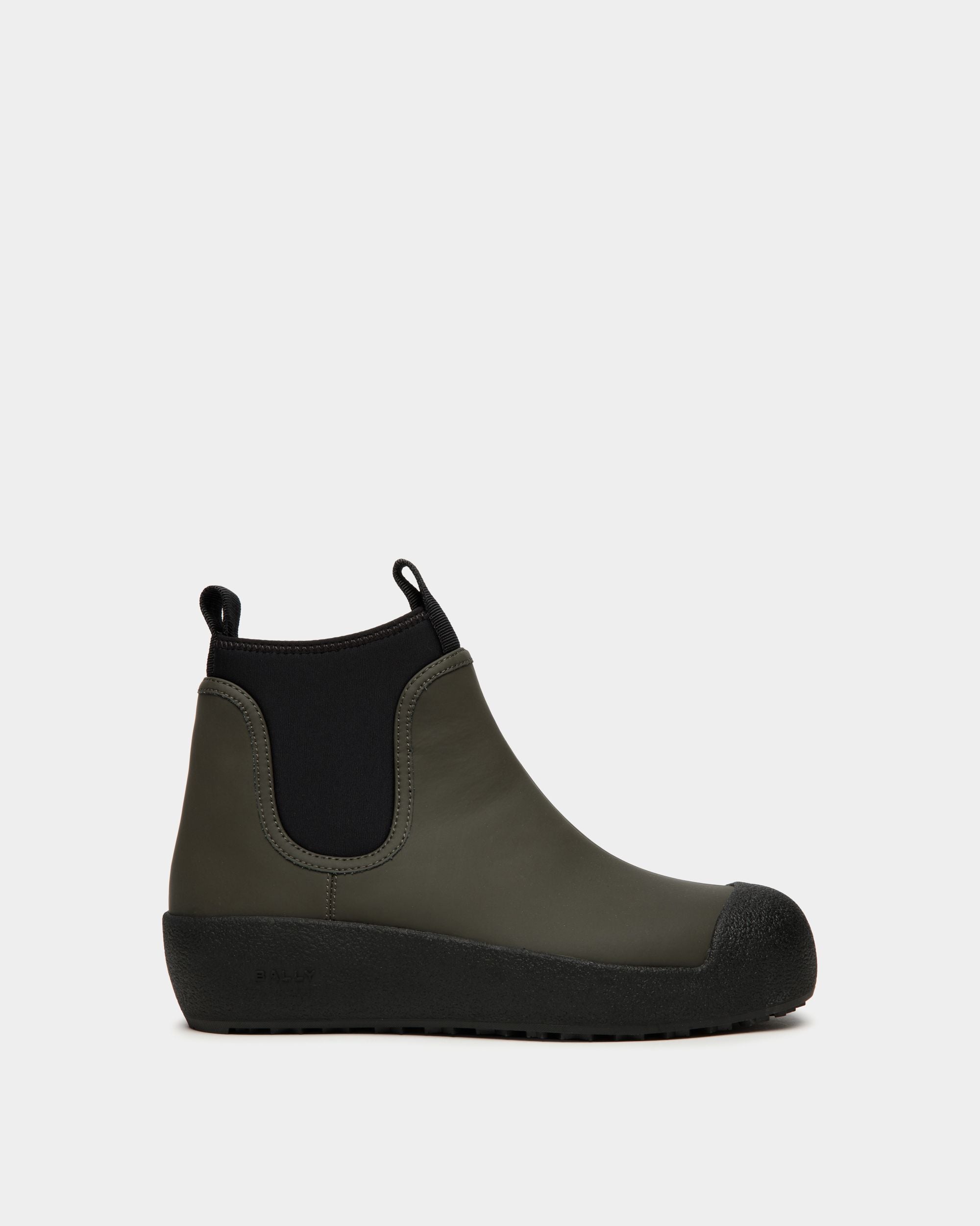 Bally Curling Bootie In Military Green And Black Leather - Women's - Bally - 01