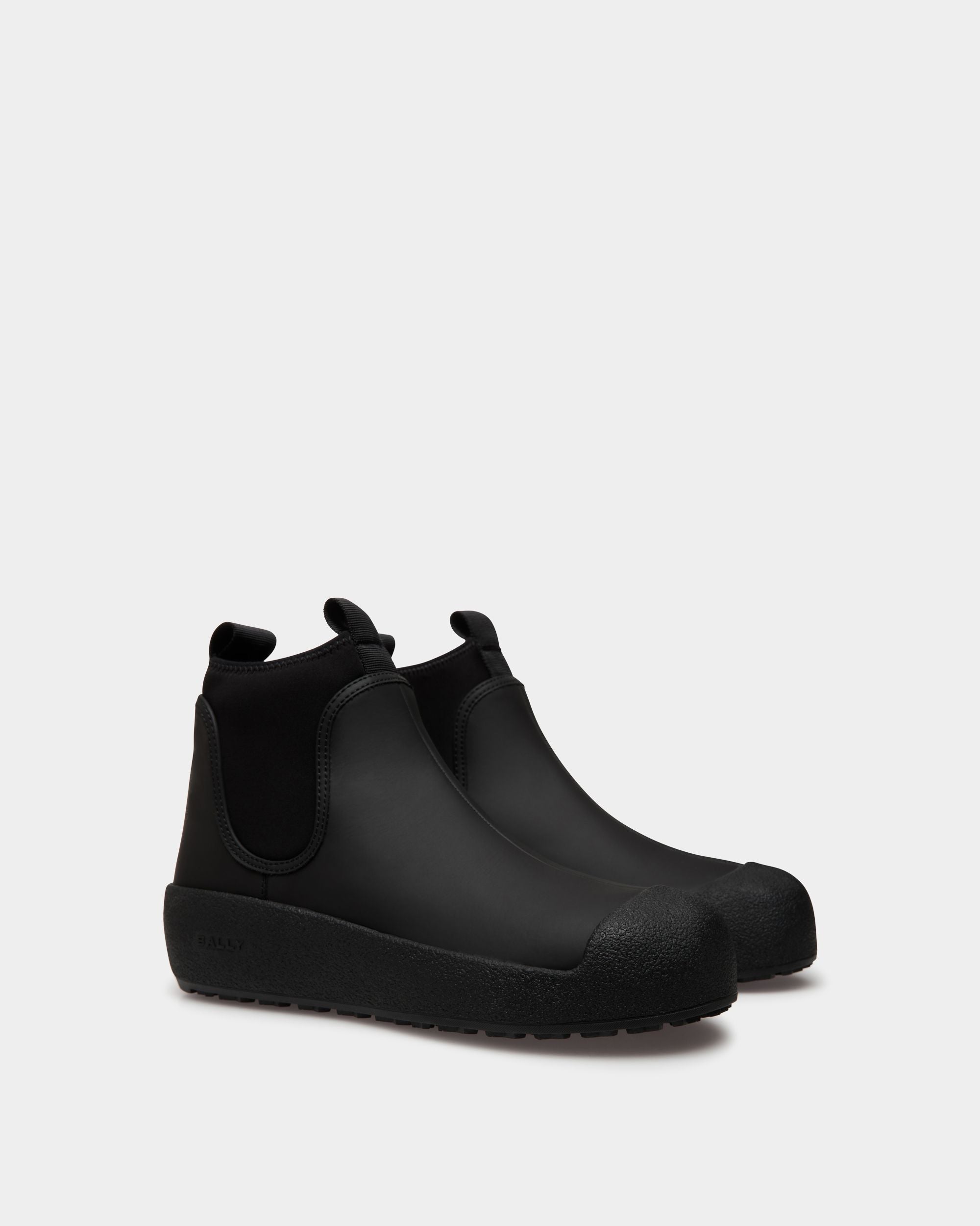 Bally Curling Bootie in Black Rubberized Leather - Women's - Bally - 02