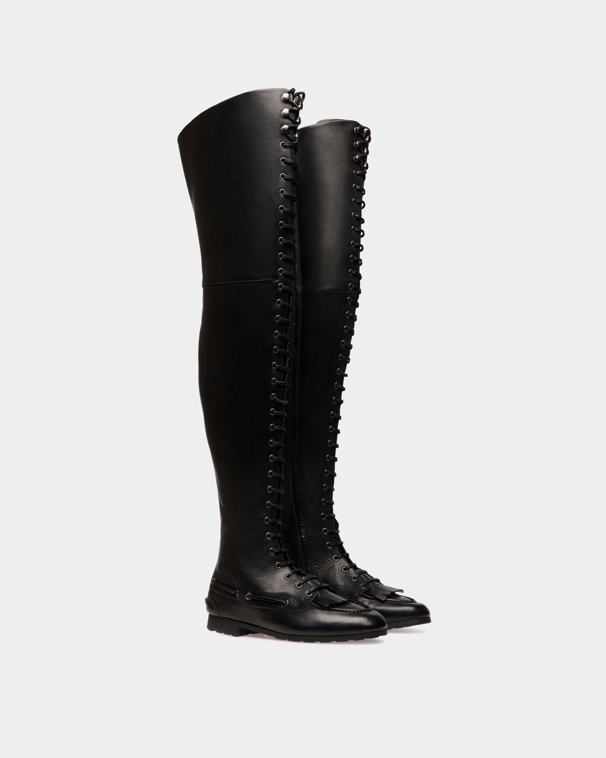 Plume Boot In Black Leather - Women's - Bally - 03